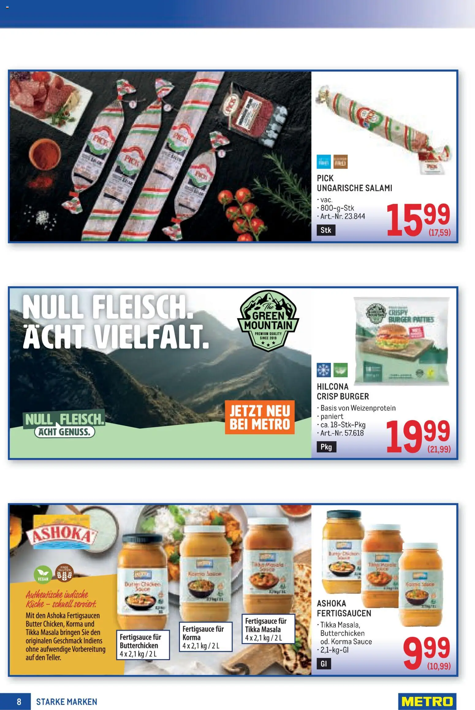 Metro angebote Starke Marken gültig ab 01.10.2026 | Seite: 8 | Produkte: Burger, Butter, Salami