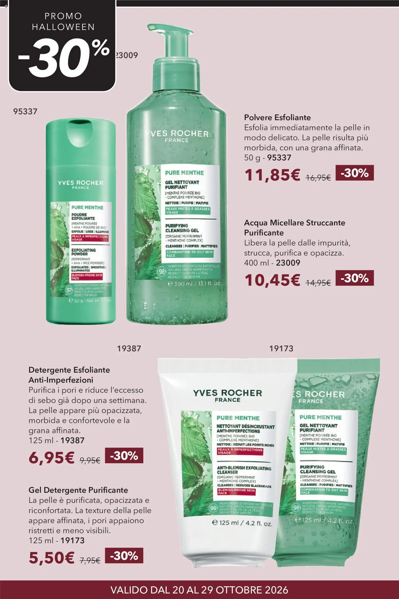 Volantino Yves Rocher del 20/10/2026 | Pagina: 10 | Prodotti: Acqua micellare, Struccante, Acqua, Gel detergente