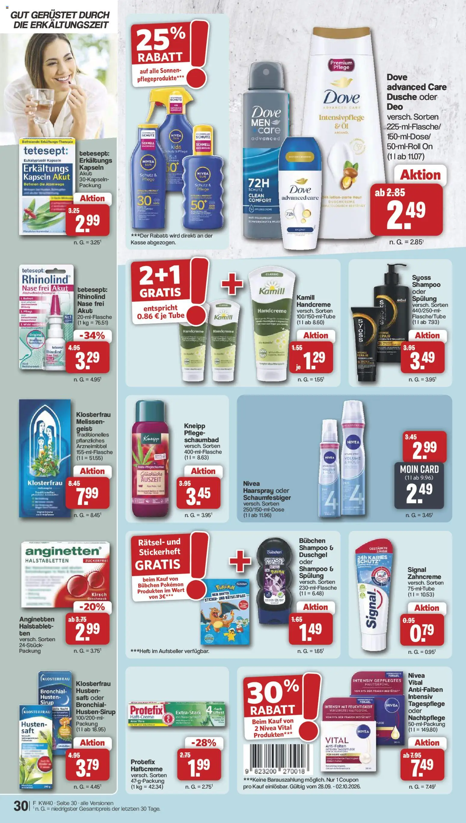 Famila Nordwest Prospekt – gültig ab 28.09.2026 | Seite: 30 | Produkte: Dusche, Shampoo, Spülung, Haarspray
