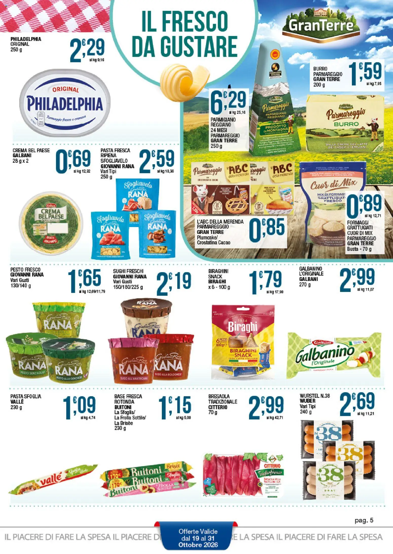 Volantino Sidis del 19/10/2026 | Pagina: 5 | Prodotti: Crema, Wurstel, Formaggio fresco, Parmigiano reggiano