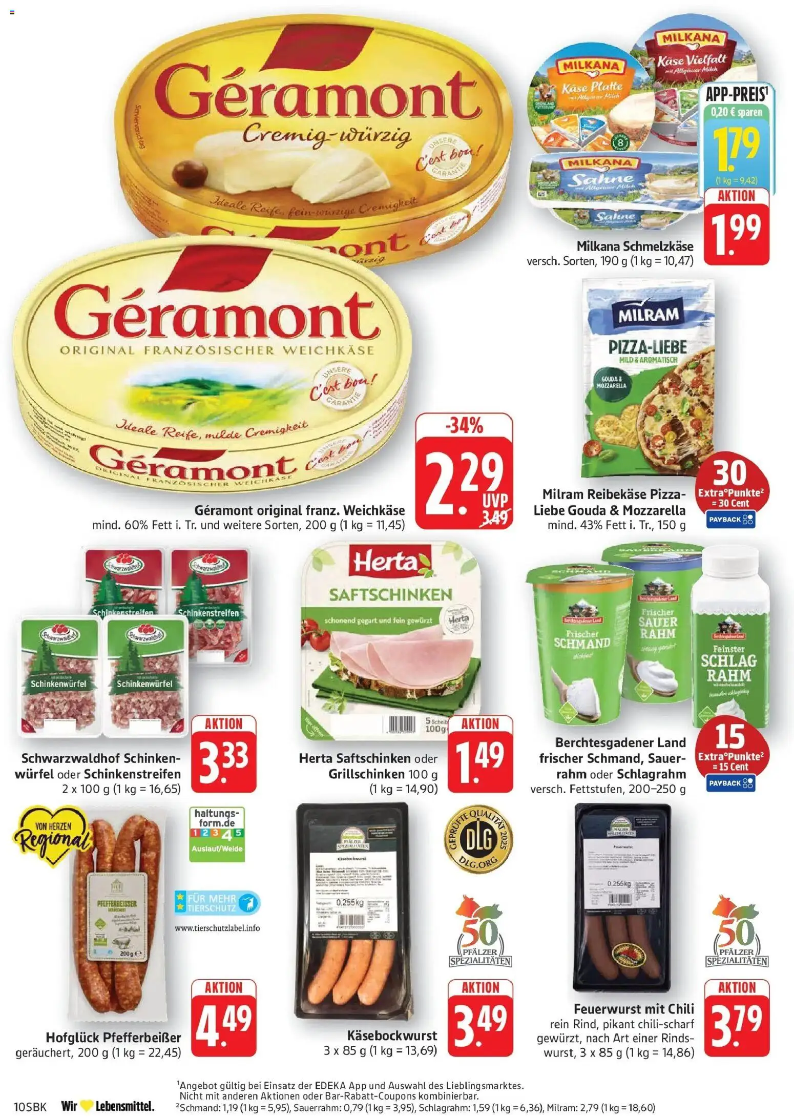 Edeka Prospekt Pirmasens – gültig ab 27.07.2026 | Seite: 10 | Produkte: Schinken, Pizza, Sauerrahm, Reibekase