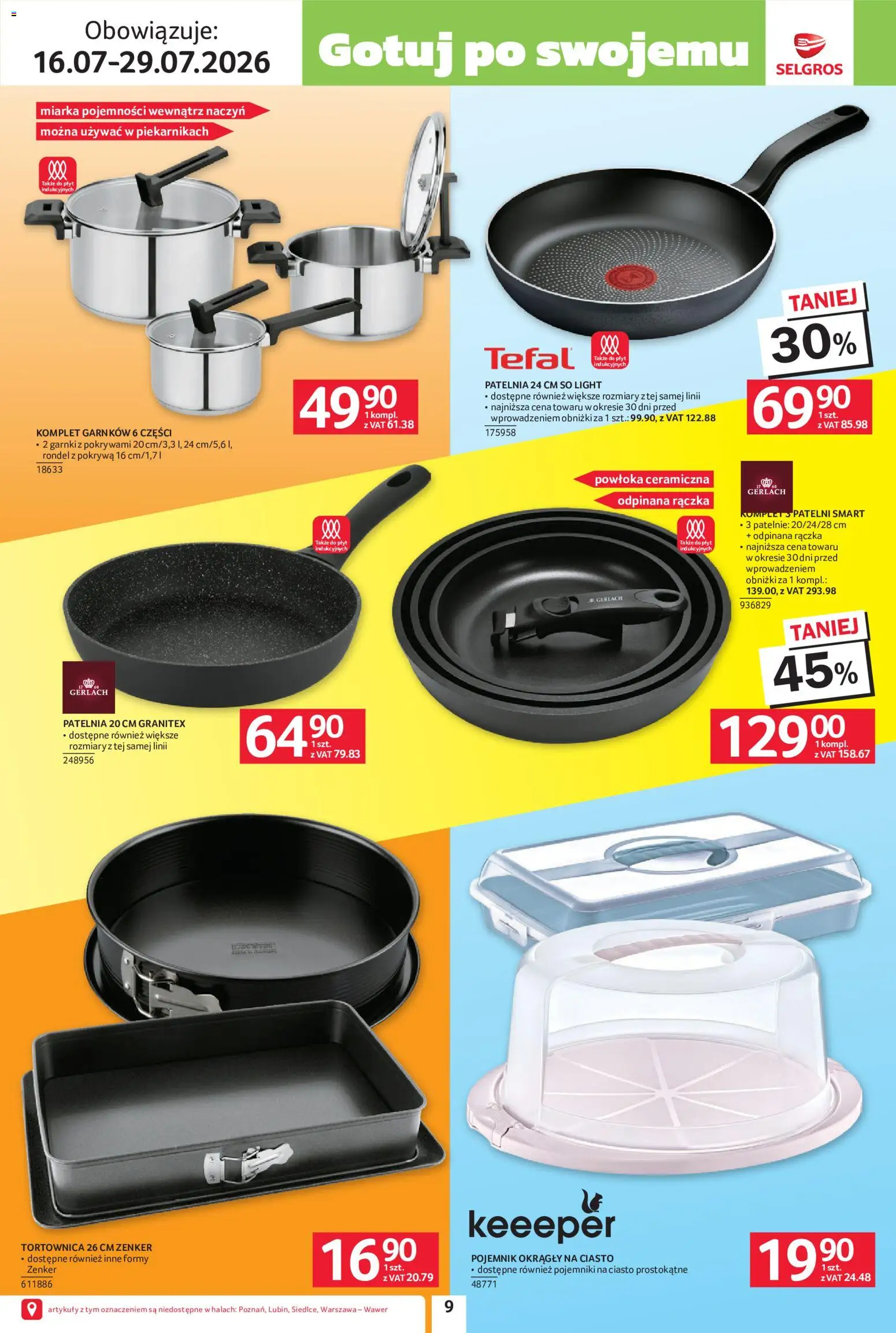 Selgros cash&carry gazetka - Black Weeks od 16.07.2026 | Strona: 9 | Produkty: Ciasto, Patelnie, Garnki, Patelnia