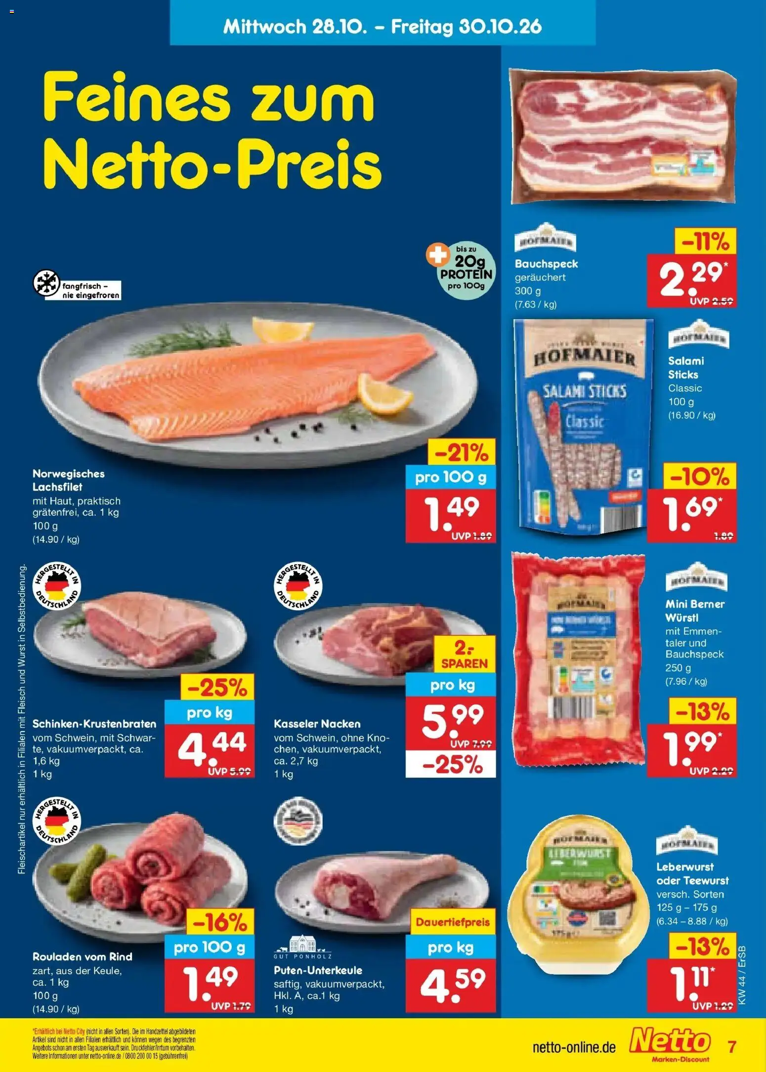 Netto Marken-Discount Prospekt Naumburg – gültig ab 26.10.2026 | Seite: 56 | Produkte: Kasseler nacken, Wurst, Salami, Fleisch