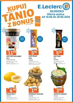 Pogląd oferty "E.Leclerc gazetka - Kłodzko" - ważna od 16.06.2026 | Strona: 3 | Produkty: Malina, Kapusta kiszona, Milka, Lody