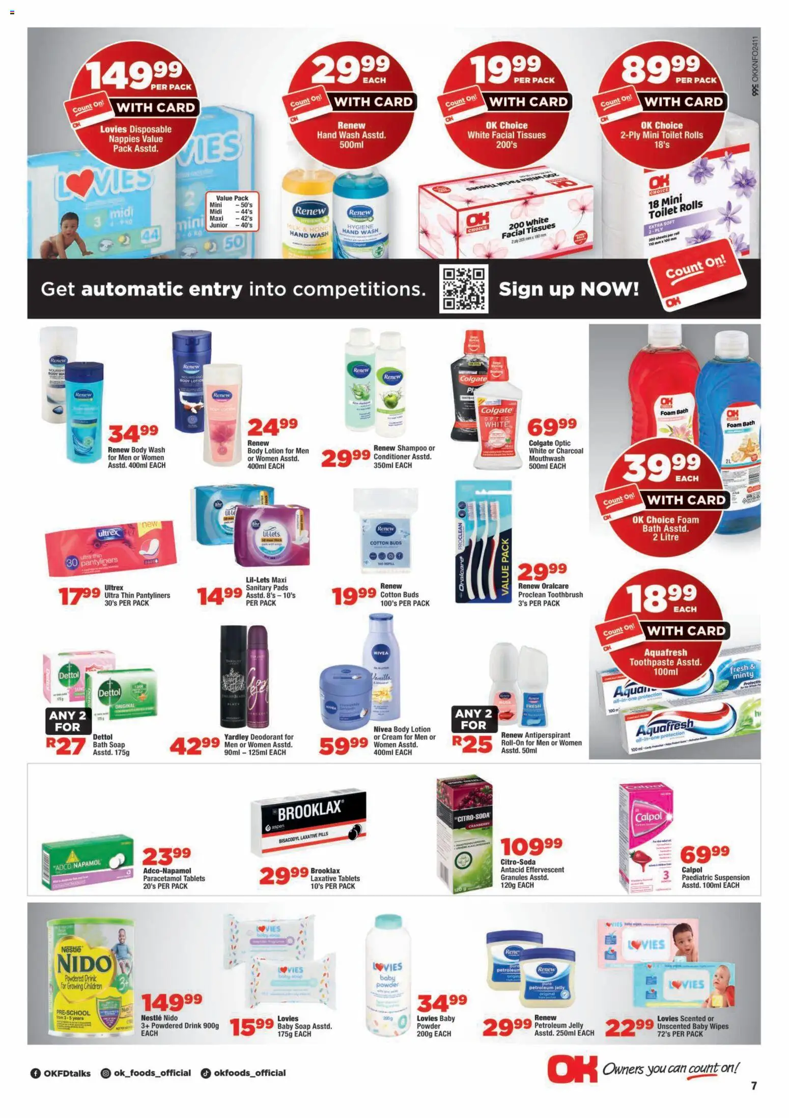New OK Foods catalogue – valid from 14/10/2026 | Page: 7 | Products: Soap, Antiperspirant, Cotton buds, Tissues