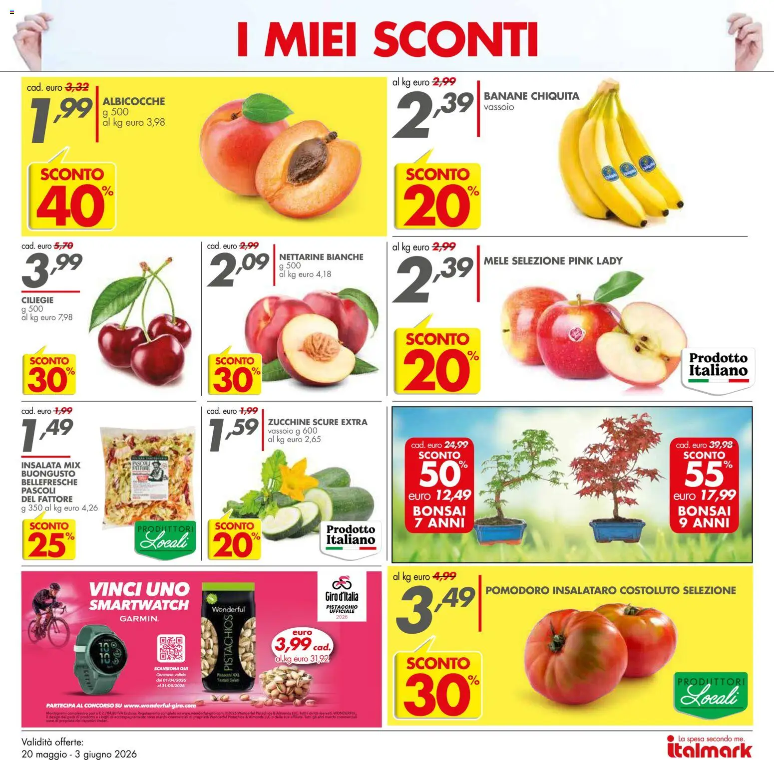 Volantino Italmark del 20.05.2026 | Pagina: 8 | Prodotti: Banane, Albicocche, Vassoio, Smartwatch