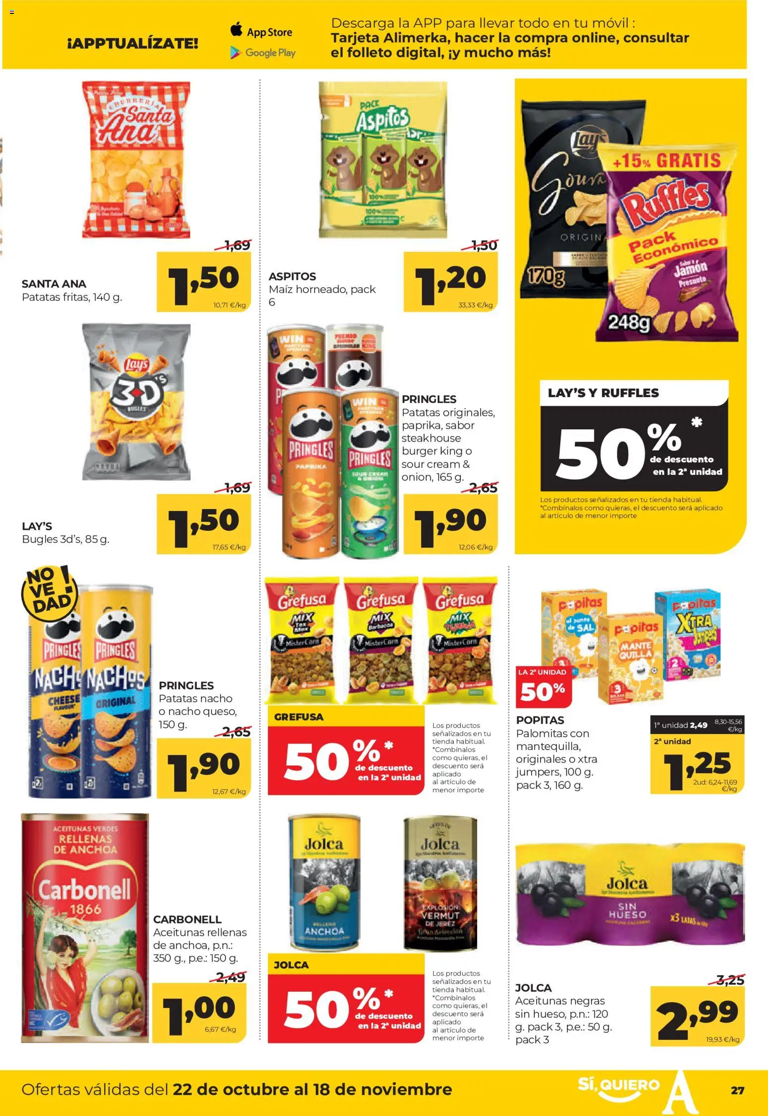 Alimerka folleto Asturias │ válido desde el 22/10/2026 | Página: 29 | Productos: Palomitas, Maíz, Jamón, Anchoa