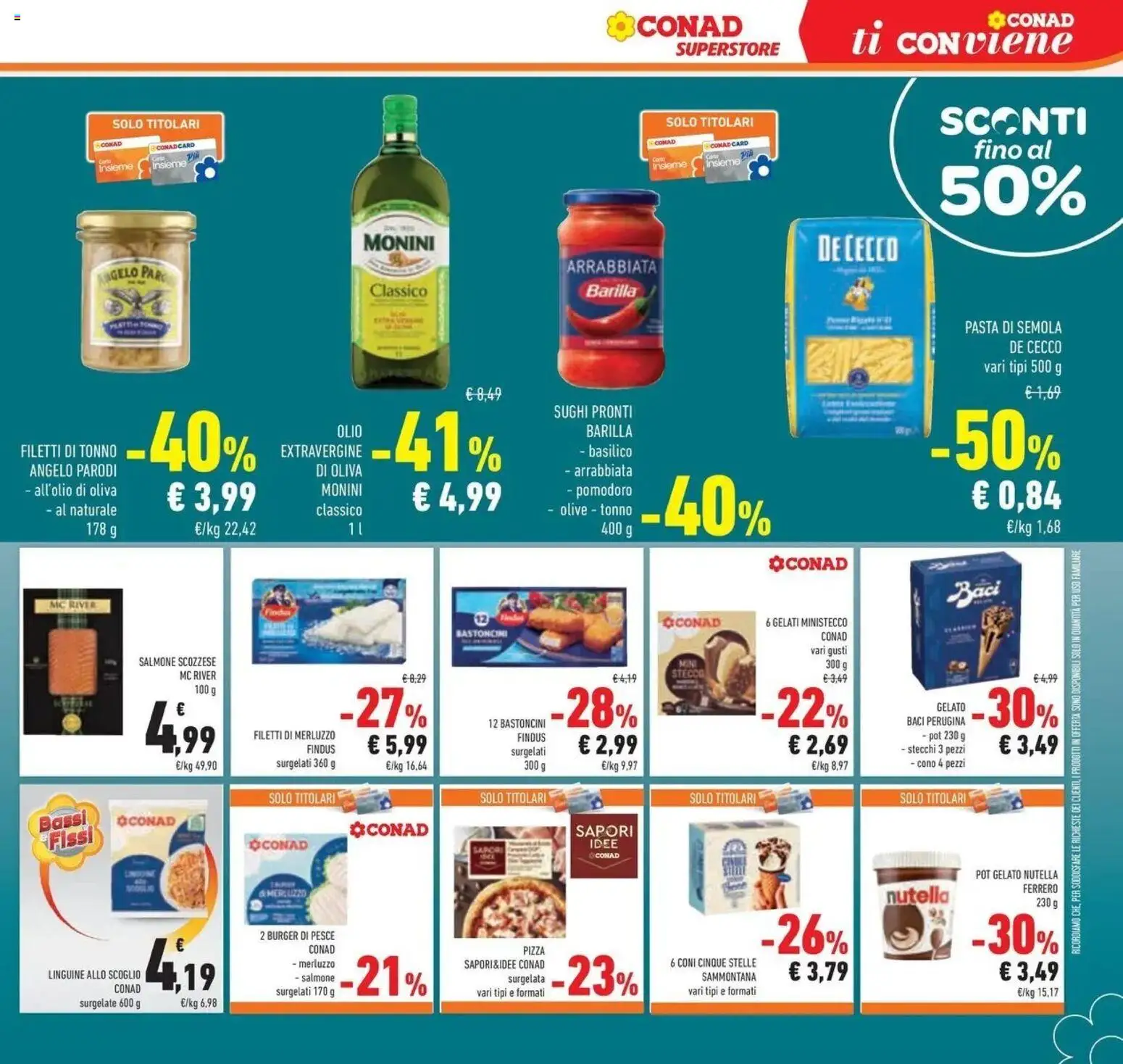Volantino Conad del 29/07/2026 | Pagina: 21 | Prodotti: Salmone, Olio extravergine di oliva, Pasta, Barilla
