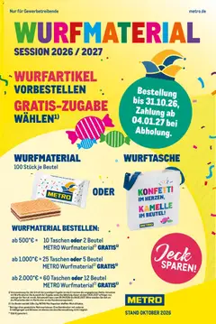 Metro Wurfmaterial Karneval ab 28.09.2026 gültig