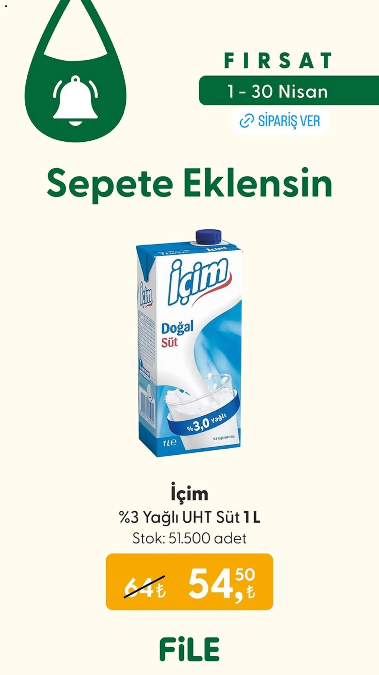 File Market İndirim - 01.04.2026 tarihinden itibaren geçerlidir | Sayfa: 1 | Ürünler: Süt