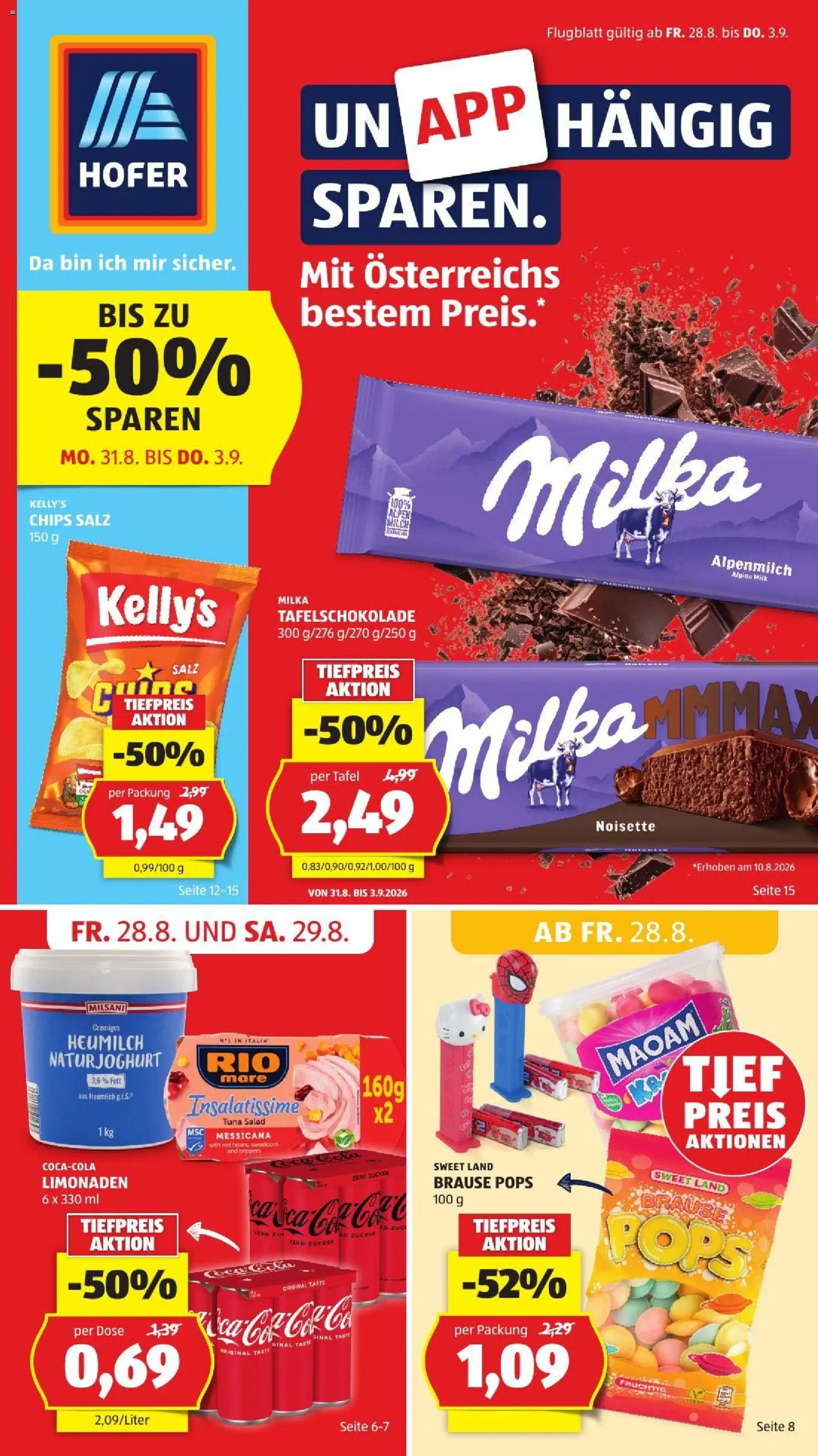 Hofer Flugblatt gültig ab 28.08.2026 | Seite: 1 | Produkte: Chips, Salz, Zucker