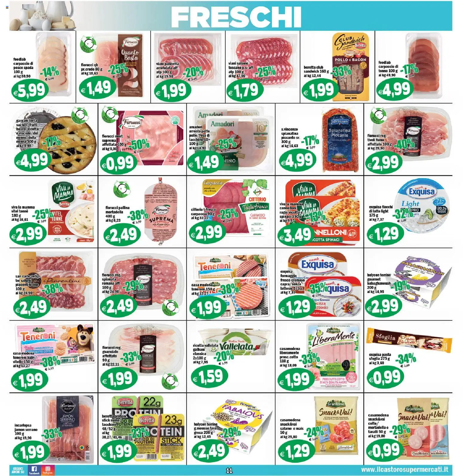 Volantino Il Castoro del 12/08/2026 | Pagina: 11 | Prodotti: Pancetta, Latte, Torta, Formaggio fresco