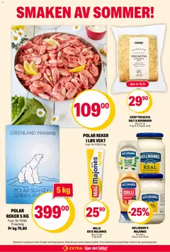 Forhåndsvisning av Coop Extra kundeavis gyldig fra 22/06/2026 | Side: 23 | Produkter: Majones, Reker, Chilli, Підгузки