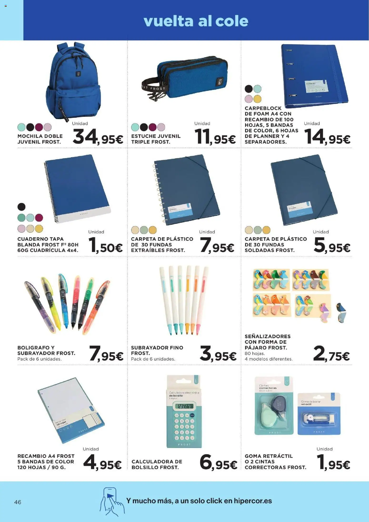 Hipercor catálogo │ válido desde el 10/09/2026 | Página: 46 | Productos: Mochila, Calculadora