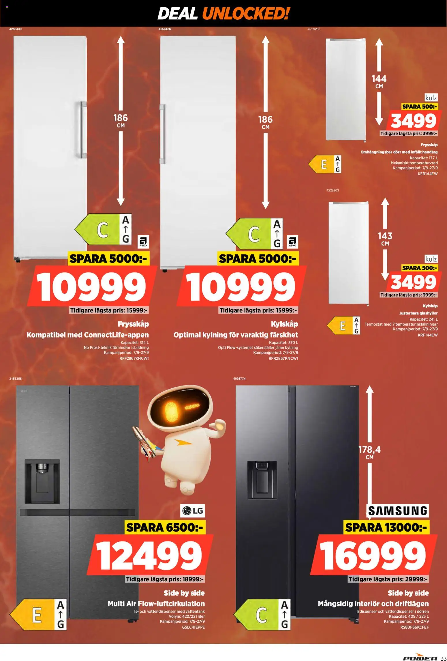 Power reklamblad aktuell från 14/09/2026 | Sida: 33 | Produkter: Is, Dörr, Kylskåp
