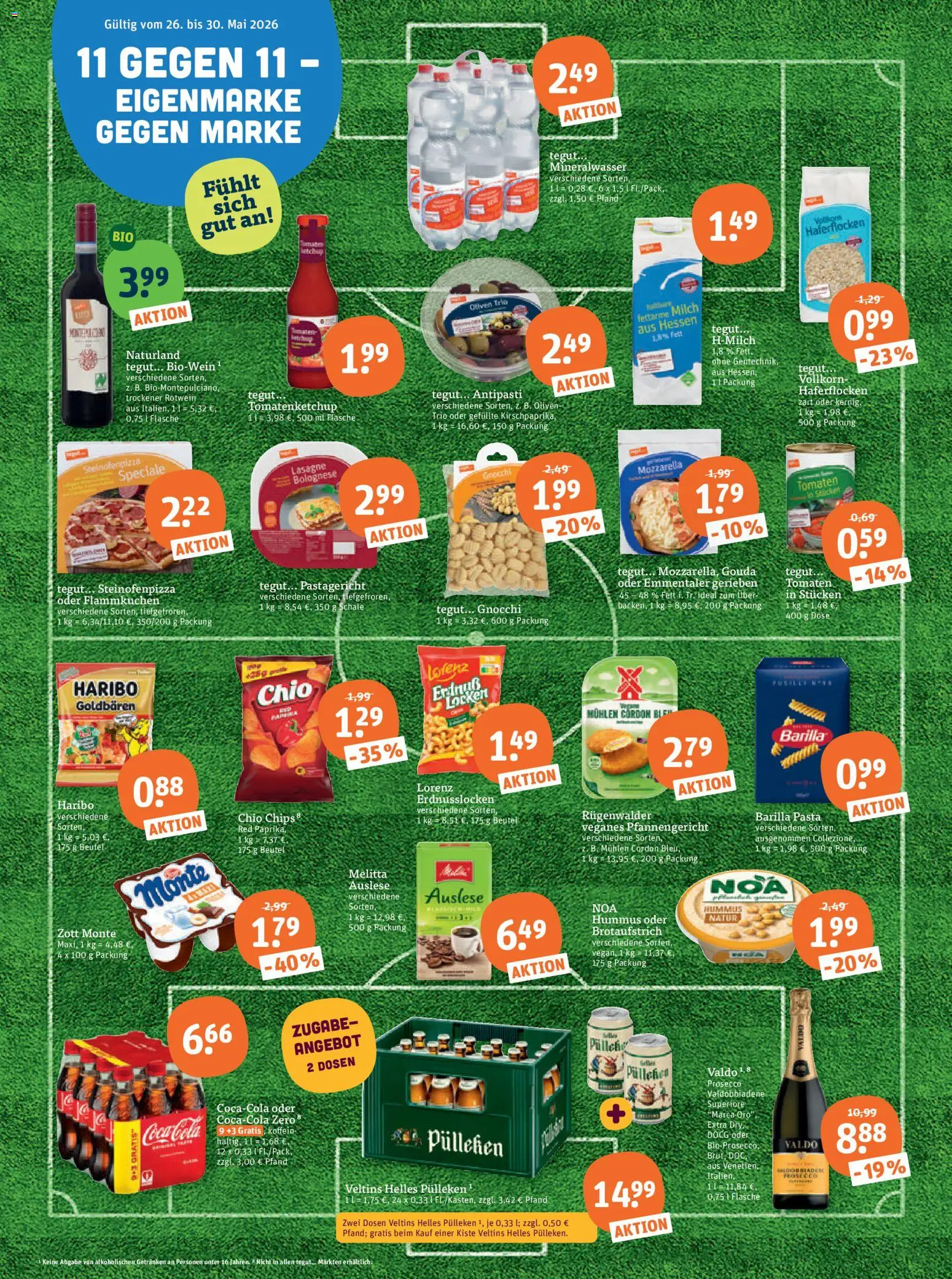 Tegut Prospekt – gültig ab 26.05.2026 | Seite: 2 | Produkte: Cola, Barilla, Mozzarella, Chips