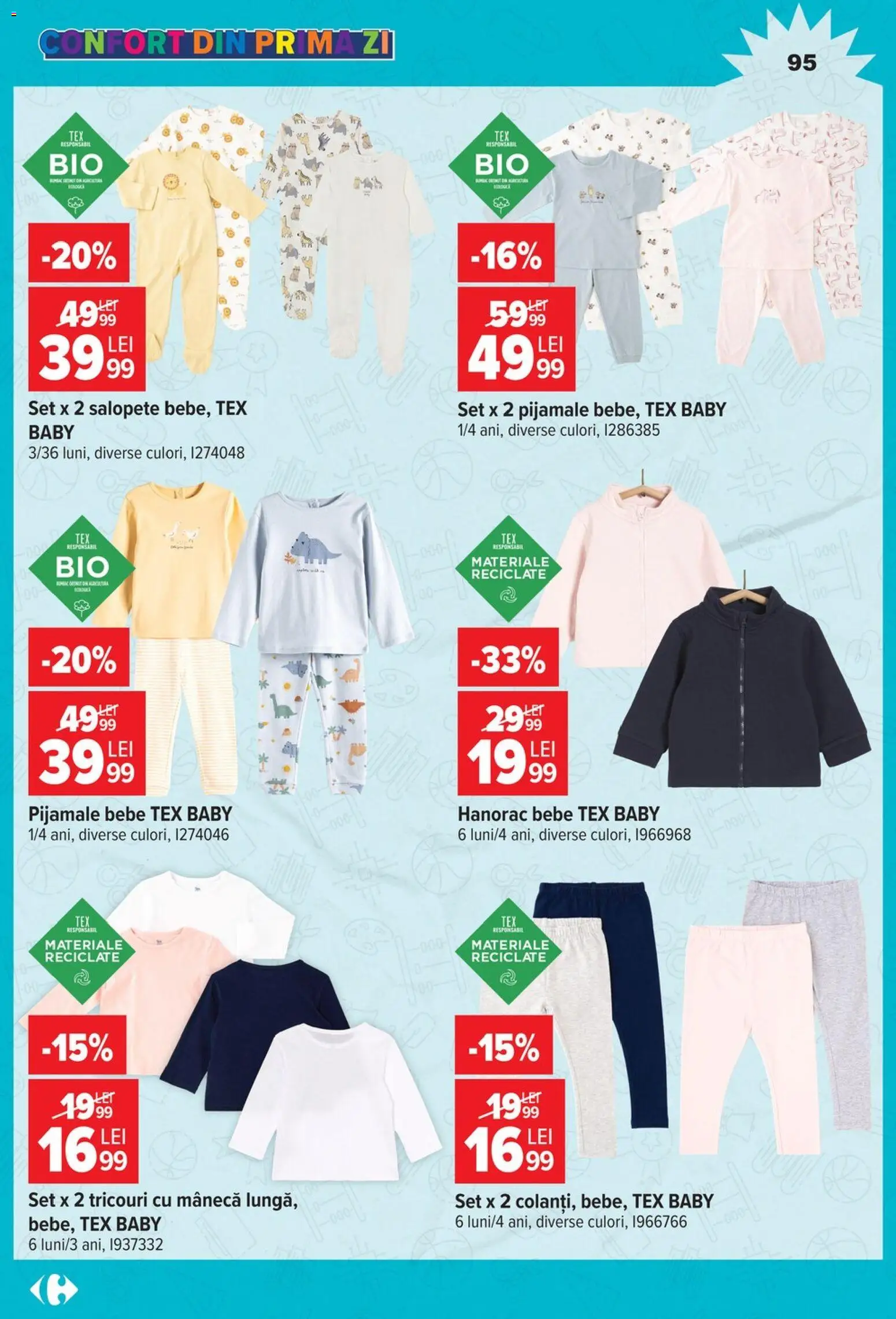 Noul catalog Carrefour – valabil de la 12.08.2026 | Pagină: 95 | Produse: Baby, Pijamale, Hanorac, Tex