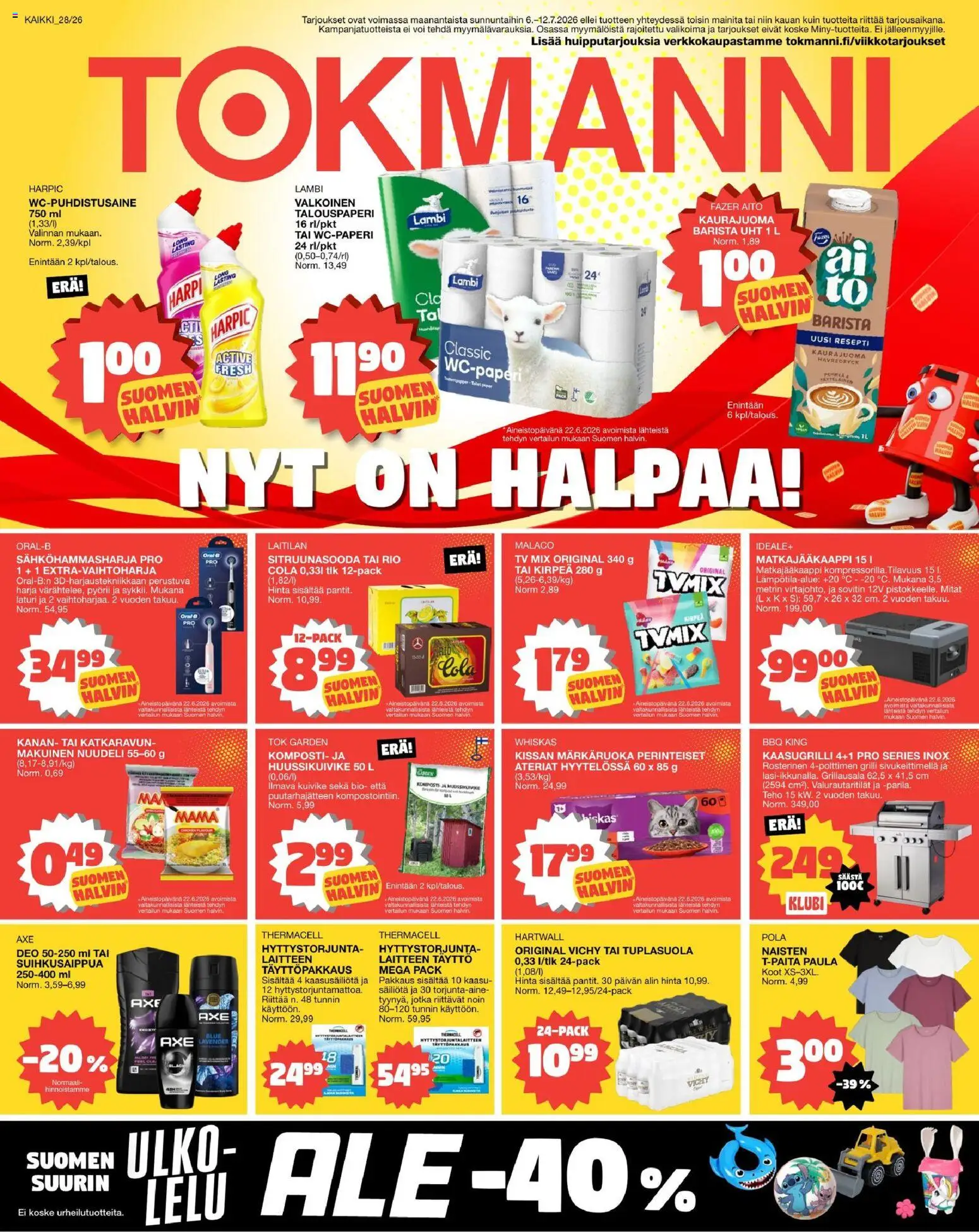 Tokmanni tarjoukset – voimassa 06/07/2026 alkaen | Sivu: 1 | Tuotteet: Sovitin, Grilli, TV, Laturi