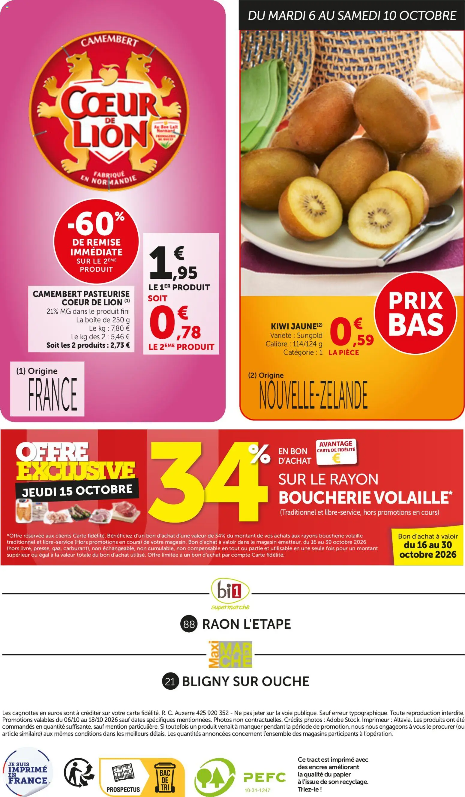 {H1} | Page: 16 | Produits: Volaille, Cœur de Lion, Kiwi, Camembert