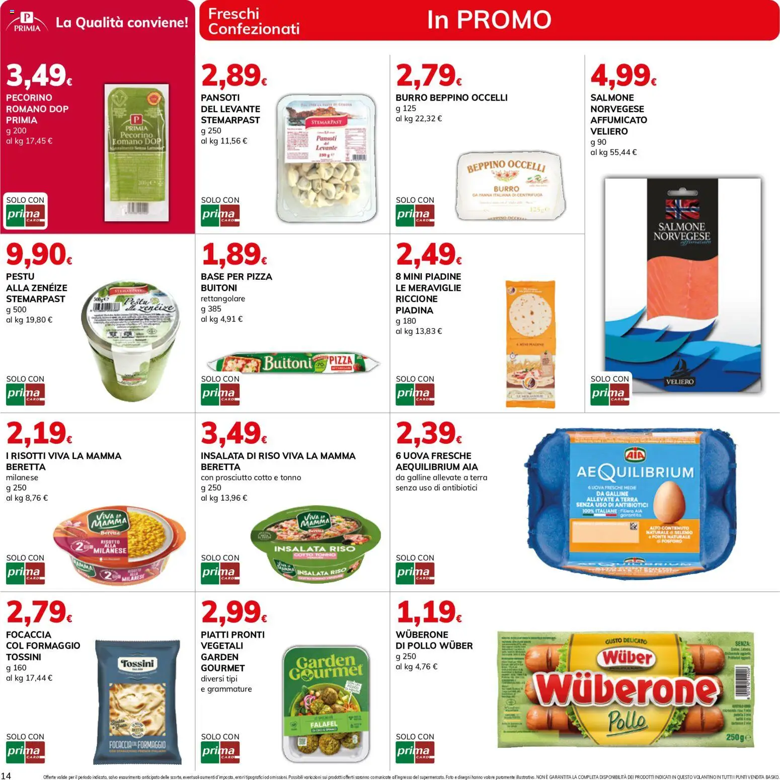 Volantino Basko del 11/08/2026 | Pagina: 14 | Prodotti: Salmone, Piatti pronti, Burro, Piadina