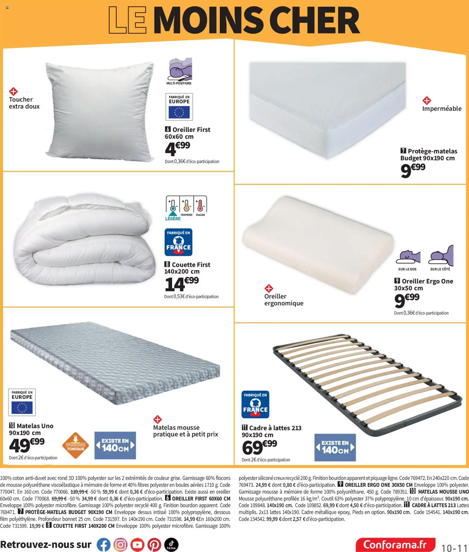 {H1} | Page: 11 | Produits: Flocons, Bonnet, Tonique, Oreiller