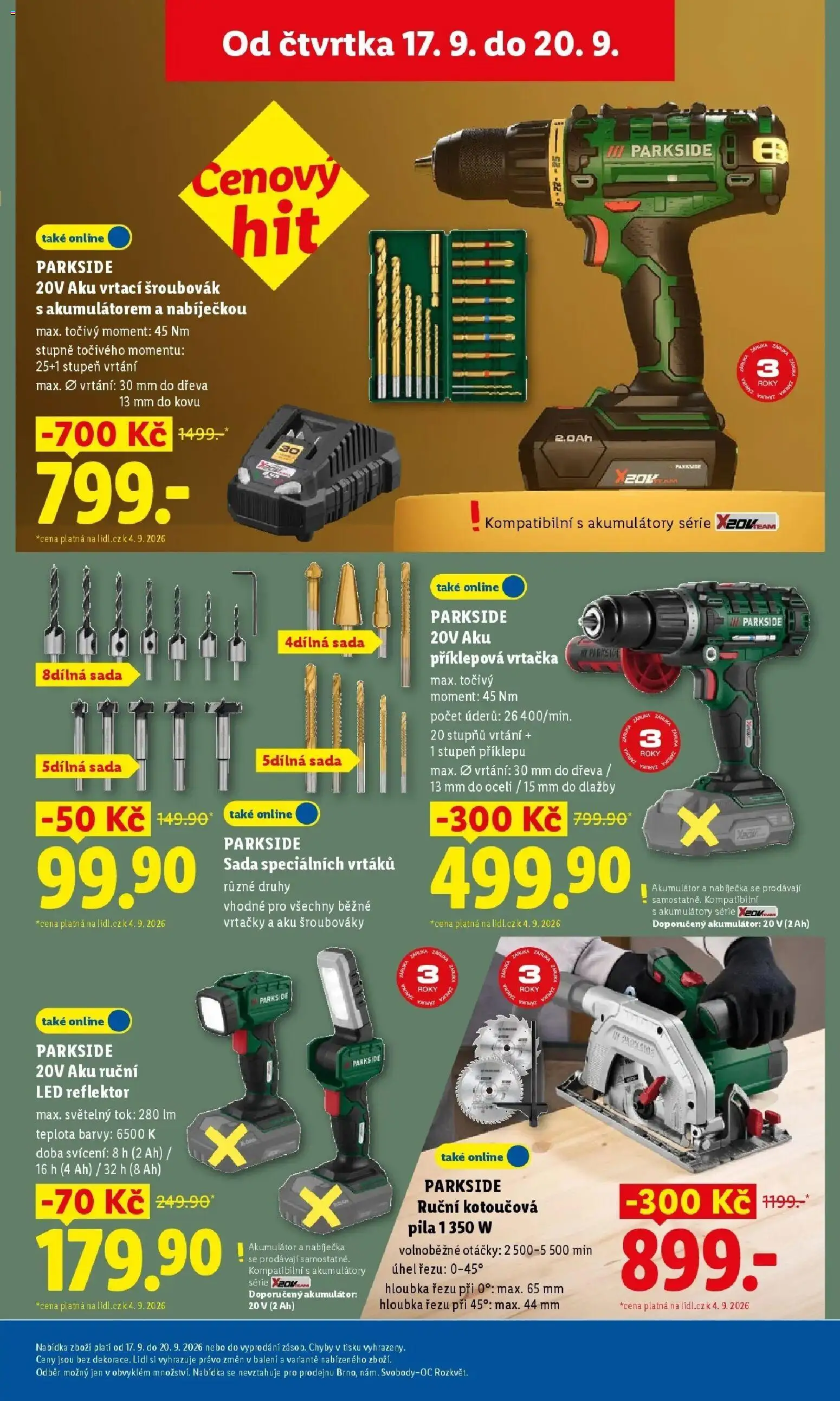 Lidl leták od 14.09.2026 - Nový akční leták | Strana: 21 | Produkty: Aku příklepová vrtačka, Parkside, Reflektor, Barvy