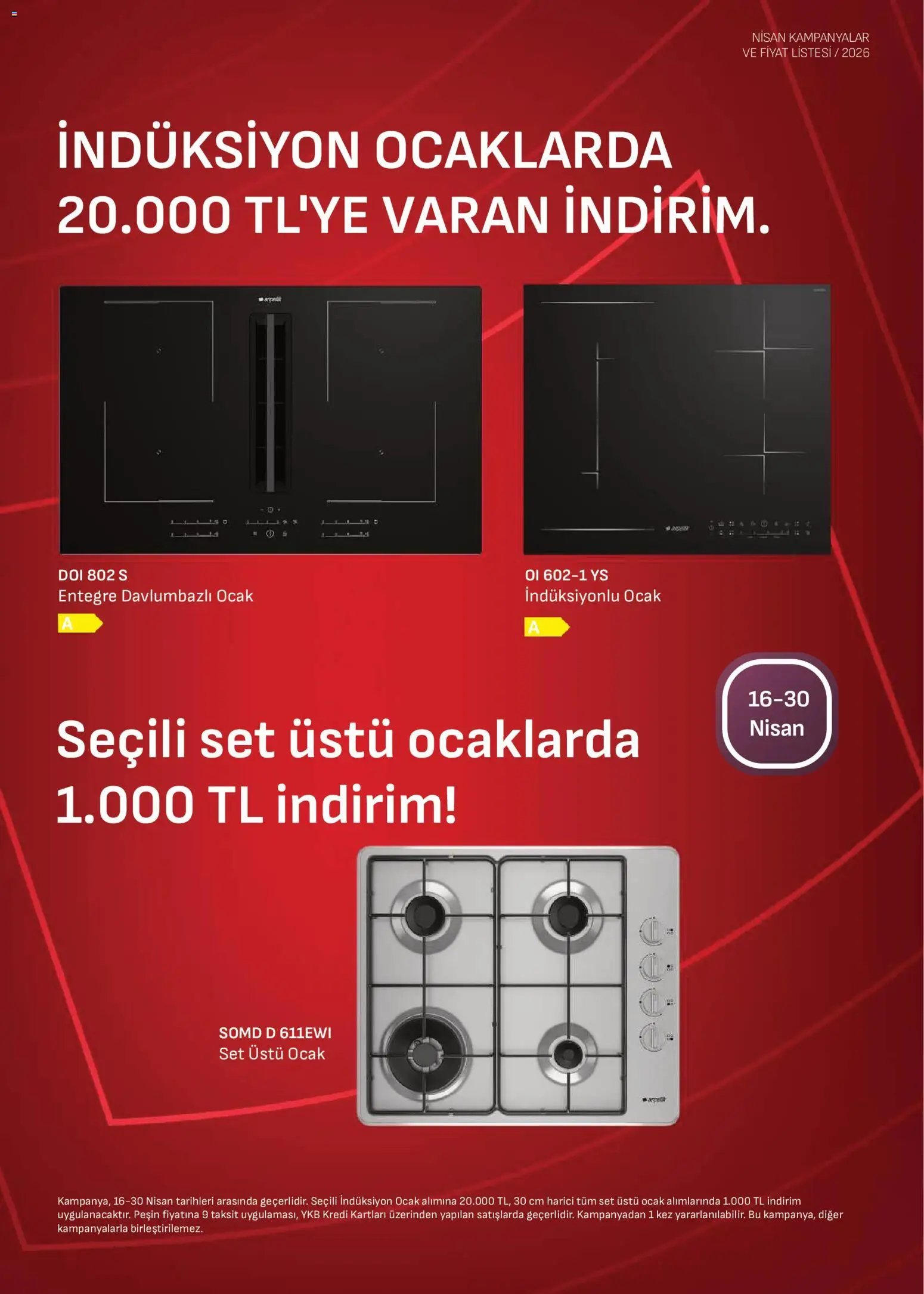 Arçelik - Ankastre Kataloğu - 16.04.2026 tarihinden itibaren geçerlidir | Sayfa: 4 | Ürünler: Ocak