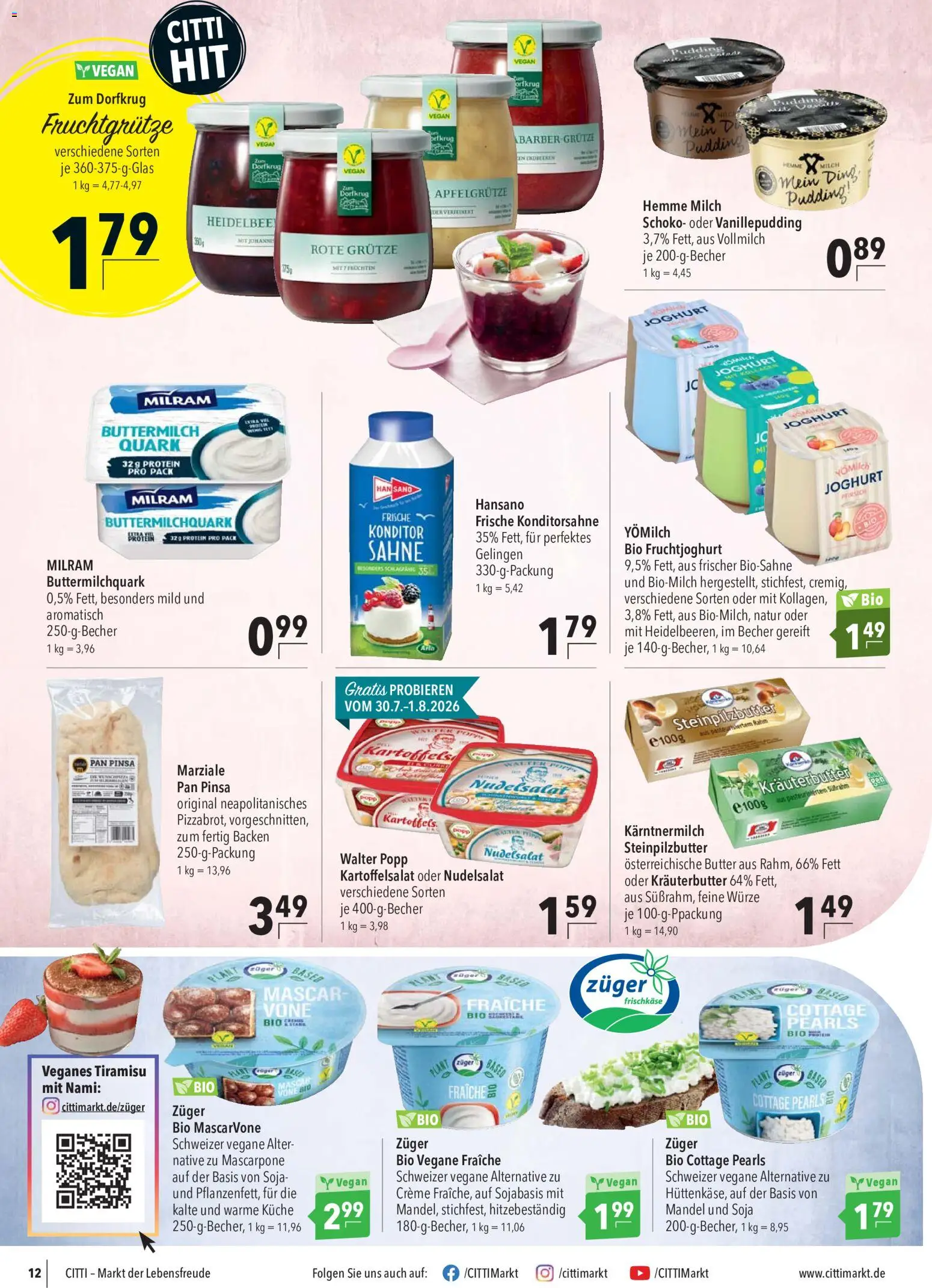 CITTI Markt Prospekt – gültig ab 29.07.2026 | Seite: 12 | Produkte: Milch, Butter, Mascarpone, Joghurt