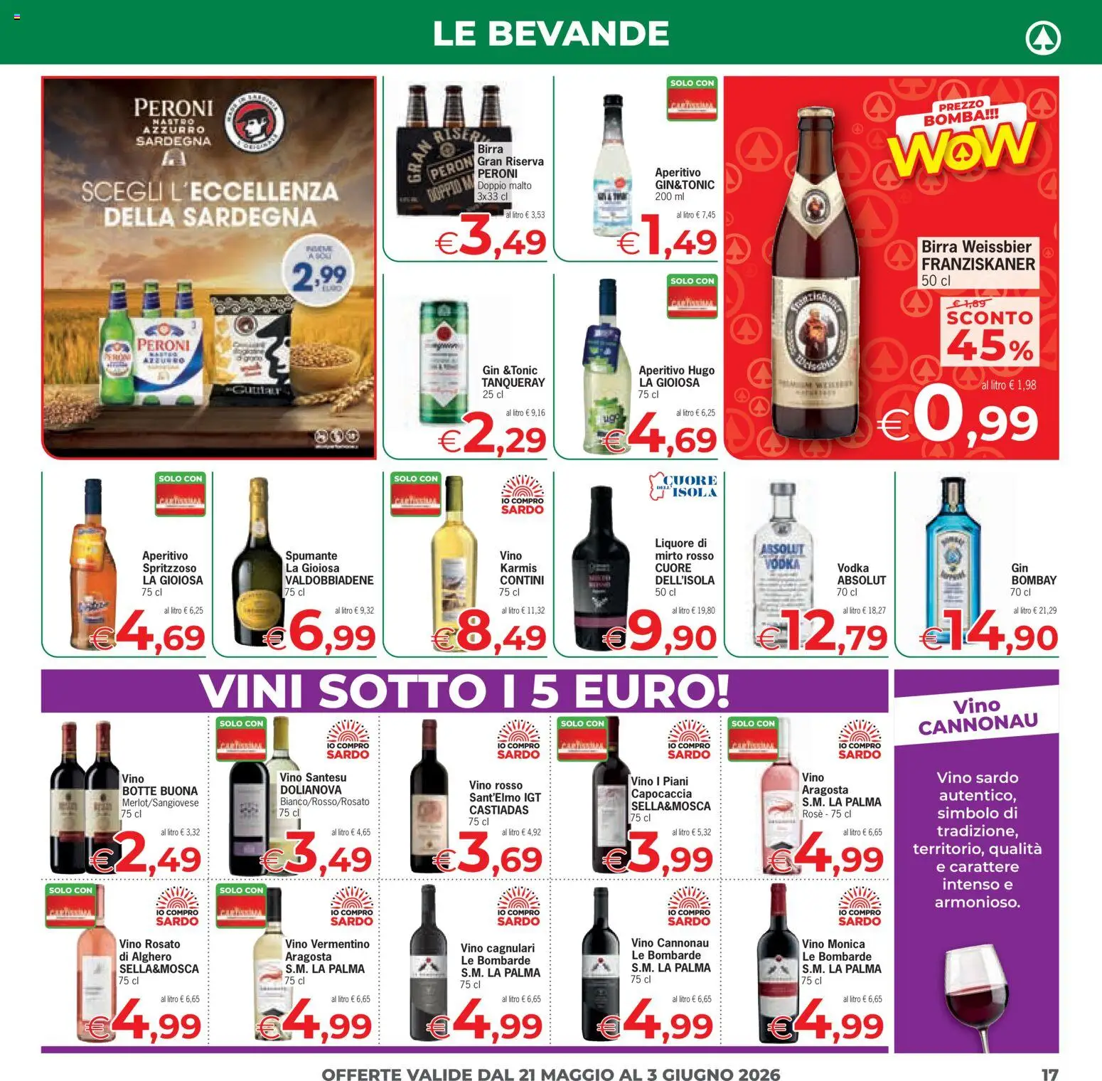 Volantino Eurospar del 21.05.2026 | Pagina: 17 | Prodotti: Birra, Gin, Vodka, Vino