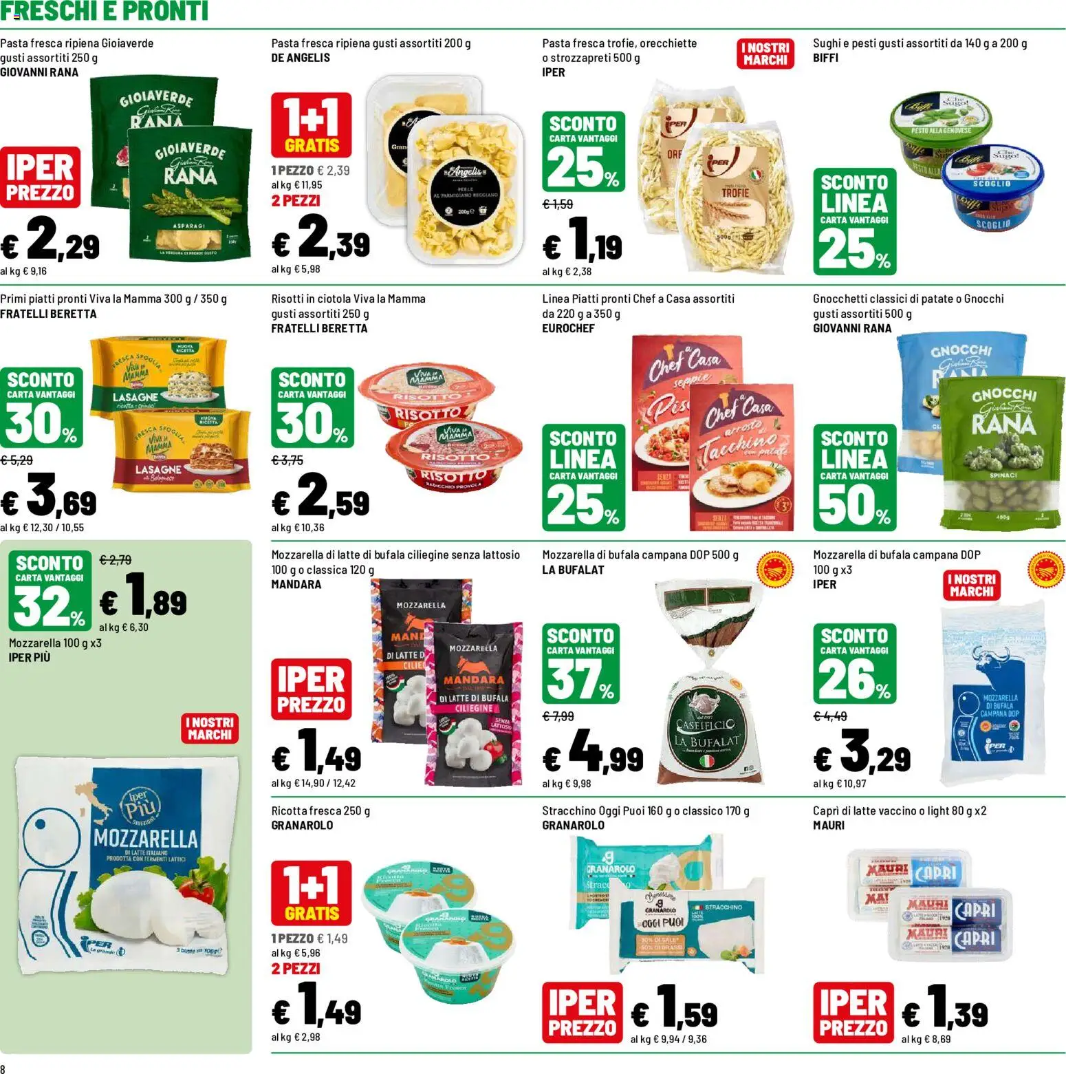 Volantino Iper del 10/08/2026 | Pagina: 8 | Prodotti: Tacchino, Asparagi, Gnocchetti, Senza lattosio