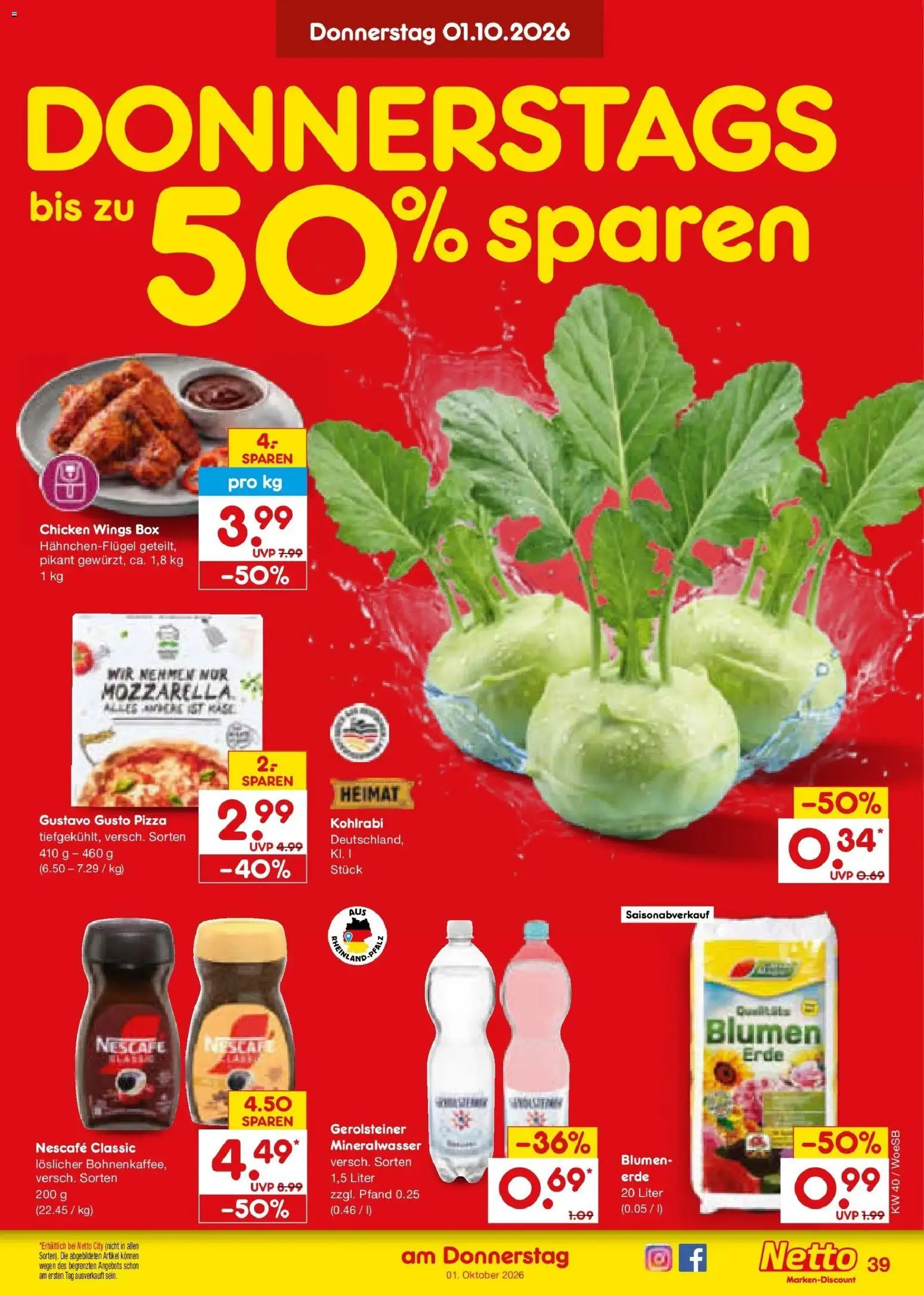 Netto Marken-Discount Prospekt Gemmingen – gültig ab 28.09.2026 | Seite: 61 | Produkte: Box, Kohlrabi, Nescafe classic, Gerolsteiner