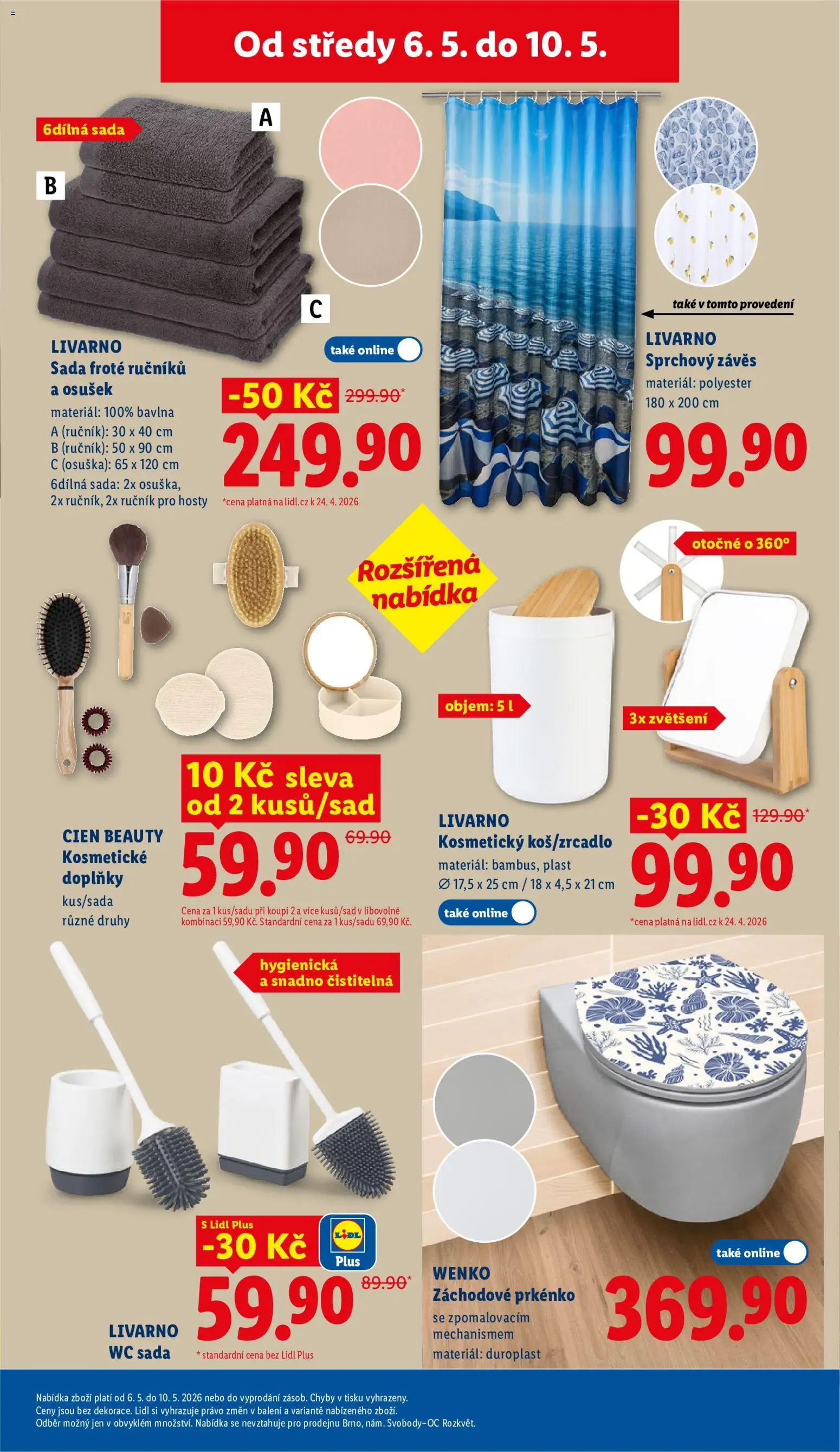 Lidl leták - Spotřební zboží od 04.05.2026 | Strana: 19 | Produkty: Sprchový závěs, Ručník, Závěs, Osuška