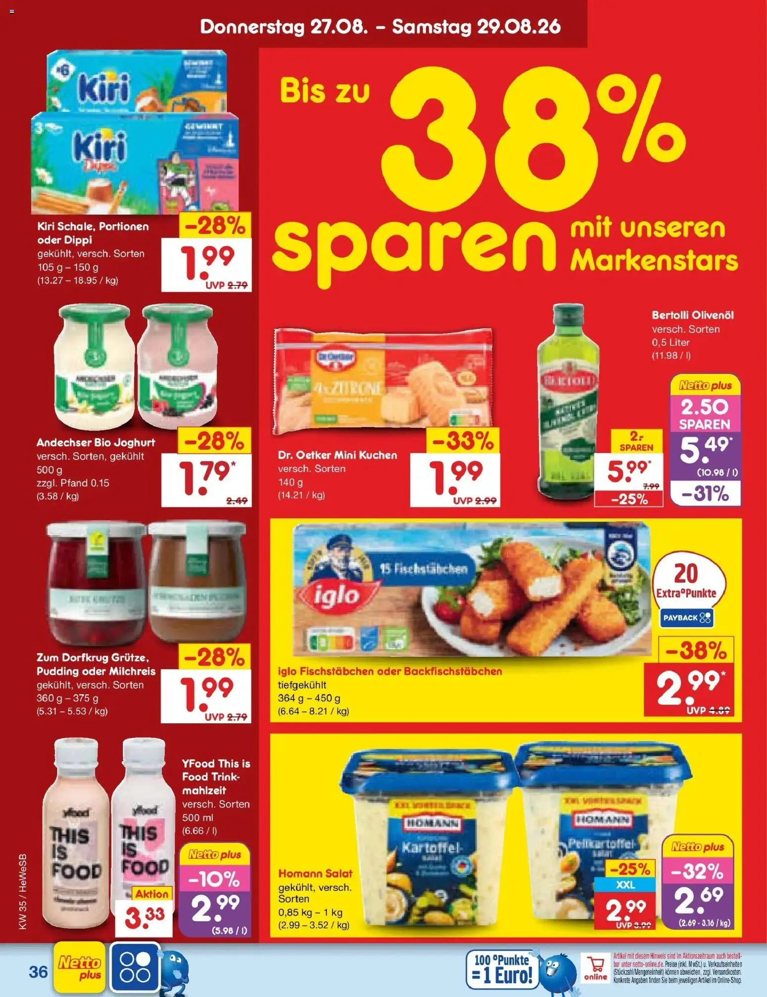 Netto Marken-Discount Prospekt Hamburg (ab 24.08.2026) » Angebote | Seite: 50 | Produkte: Joghurt, YFood, Fischstabchen, Kuchen