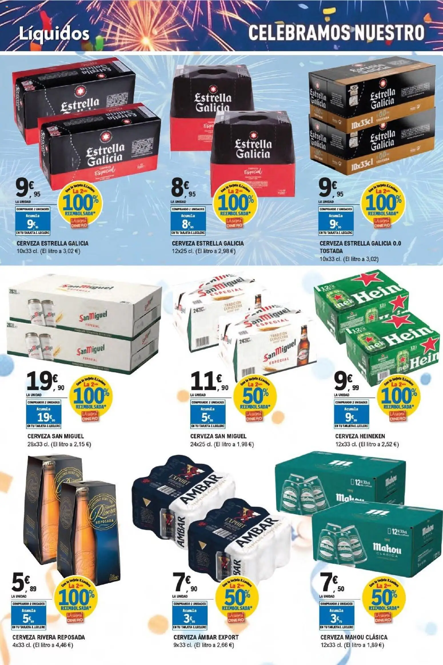 E.Leclerc Aniversario │ válido desde el 13/07/2026 | Página: 12 | Productos: Cerveza, Σπανάκι