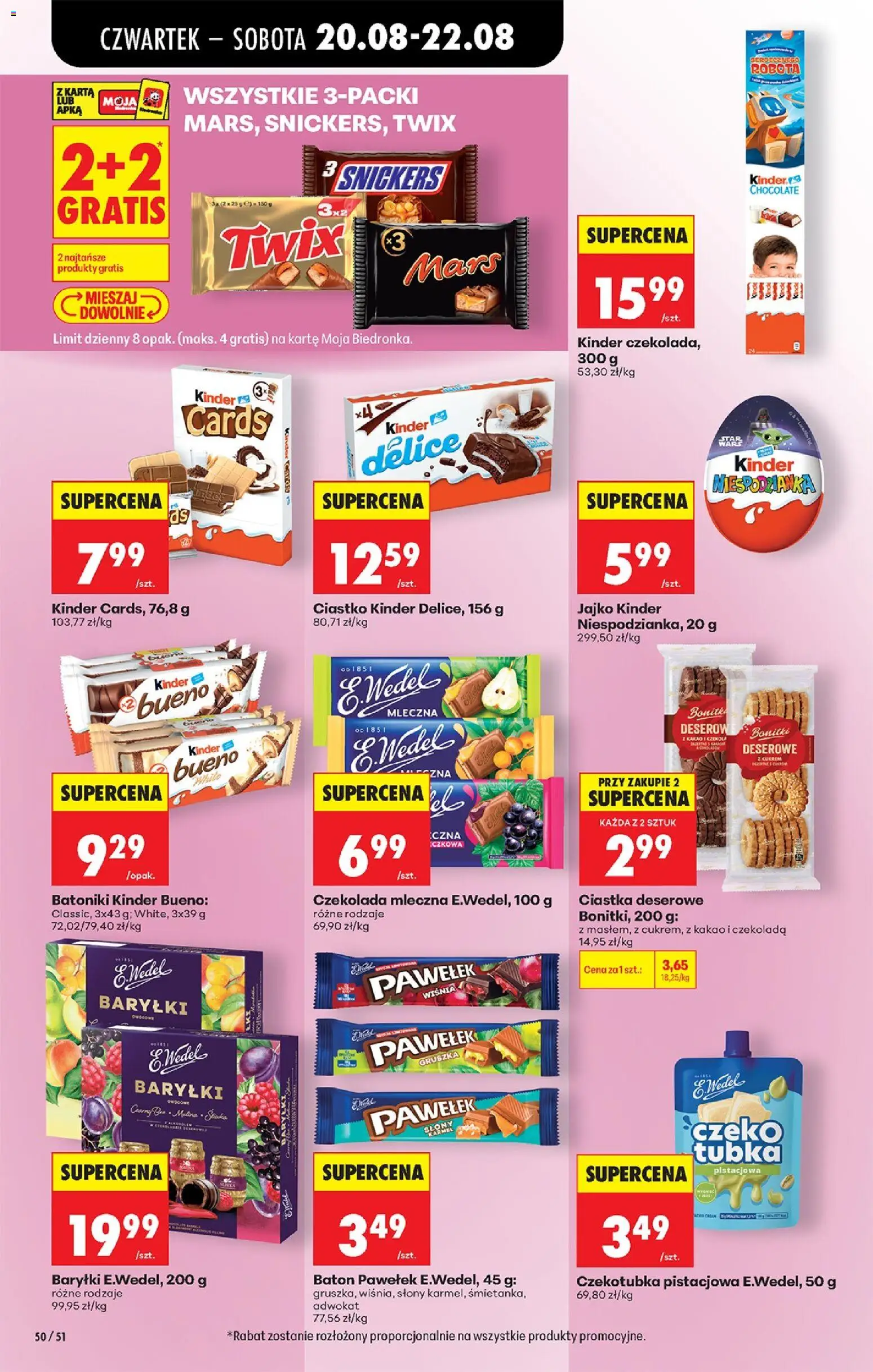 Biedronka Polsko leták - Codziennie niskie ceny od 20.08.2026 | Strana: 66 | Produkty: Twix, Kakao, Kinder, Snickers
