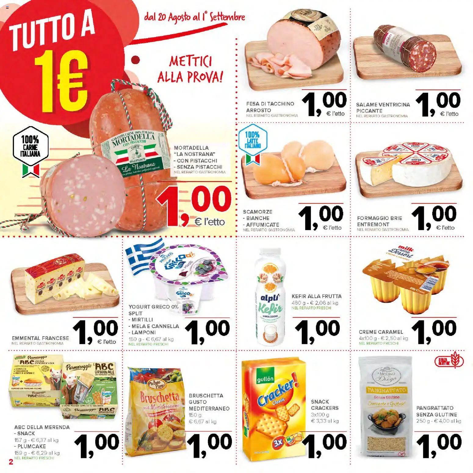 Volantino Todis del 20/08/2026 | Pagina: 2 | Prodotti: Senza glutine, Frutta, Mortadella, Dessert