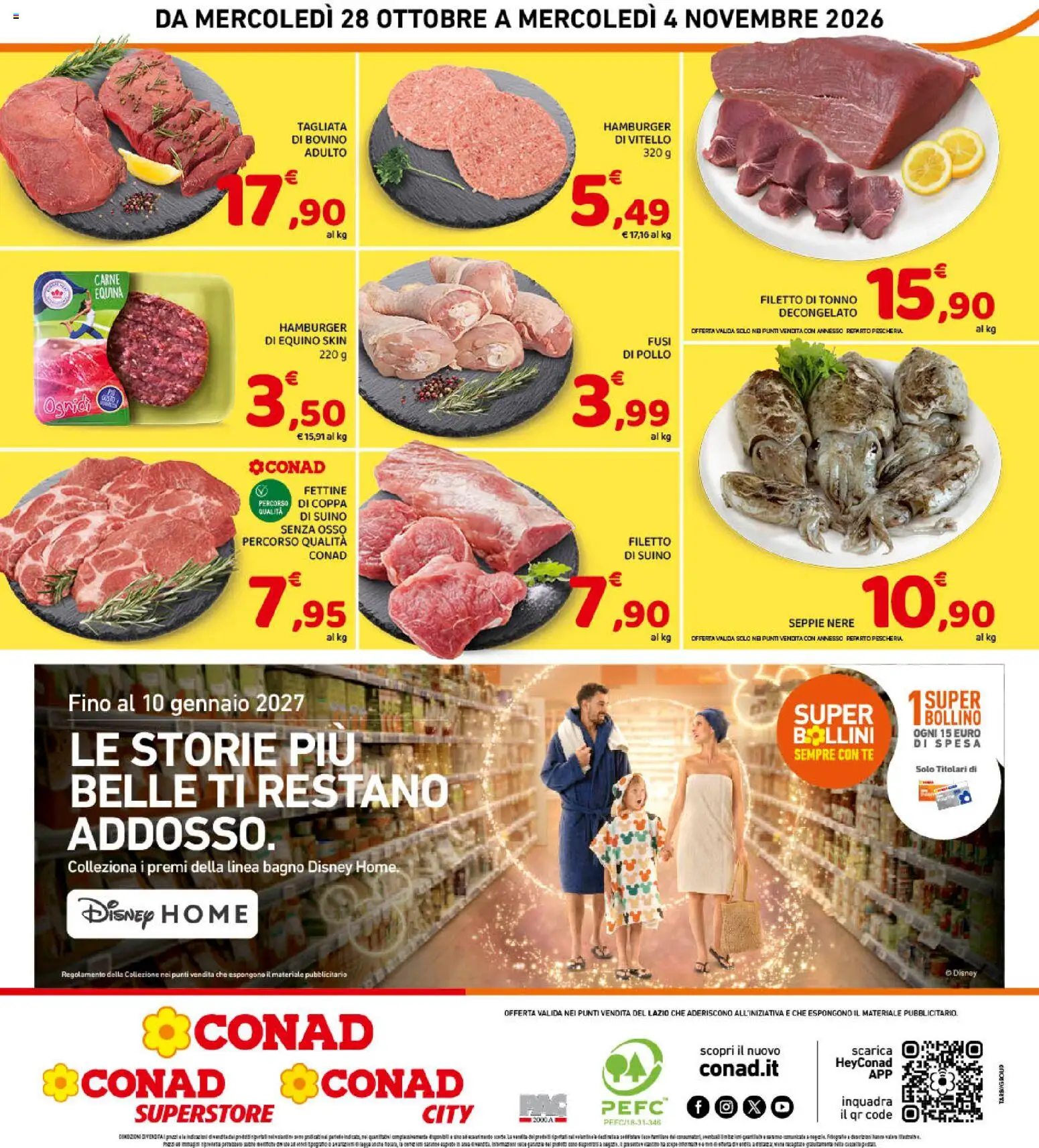 Volantino Conad del 28/10/2026 | Pagina: 8 | Prodotti: Suino, Tonno, Carne, Hamburger