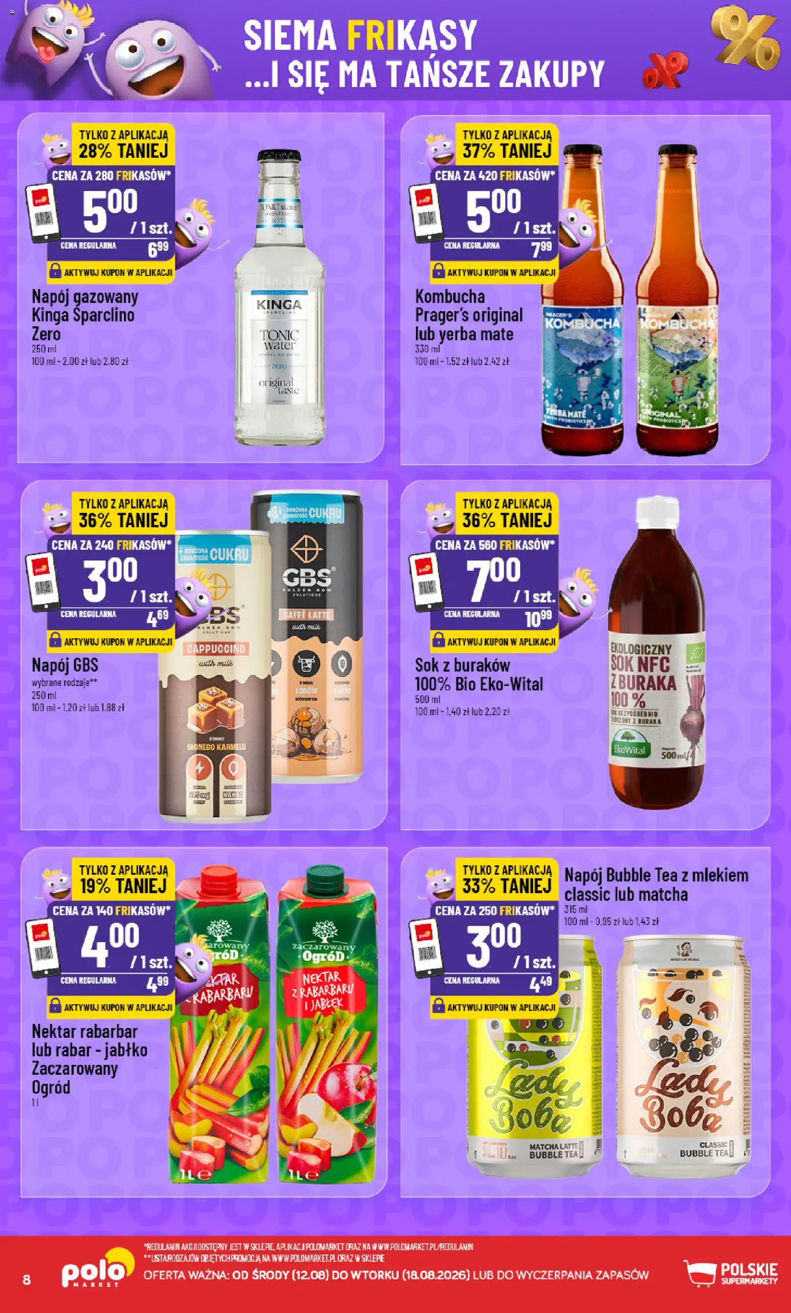 POLOmarket gazetka - Frikasowe Hity od 12.08.2026 | Strona: 8 | Produkty: Gbs, Sok nfc, Cappuccino, Matcha