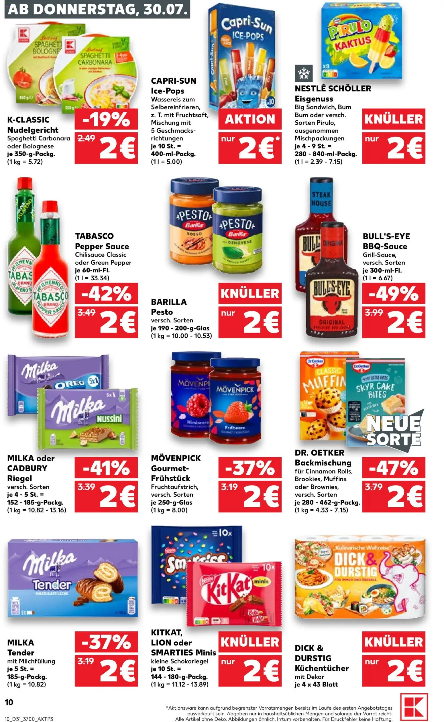 Kaufland Prospekt Rostock – gültig ab 30.07.2026 | Seite: 10 | Produkte: Smarties, Milka, Skyr, Steak