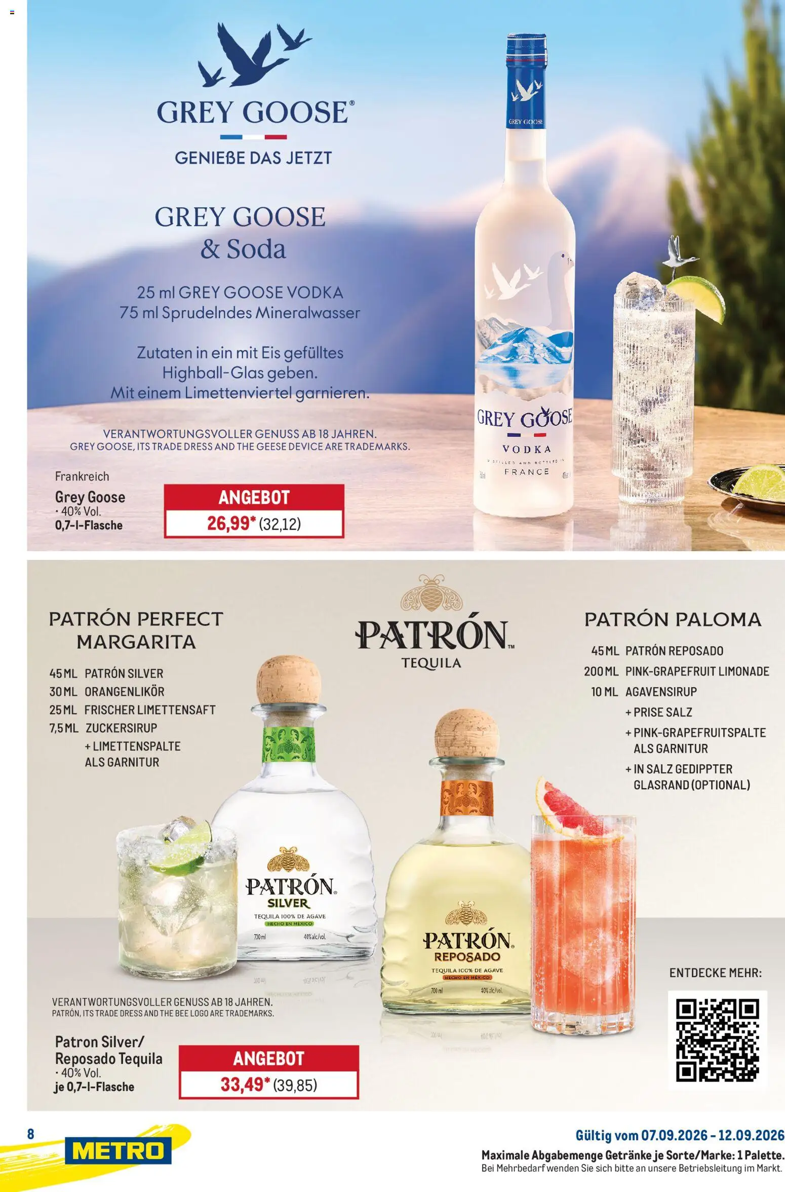 Metro Starke Marken – gültig ab 07.09.2026 | Seite: 8 | Produkte: Limonade, Tequila, Salz, Vodka