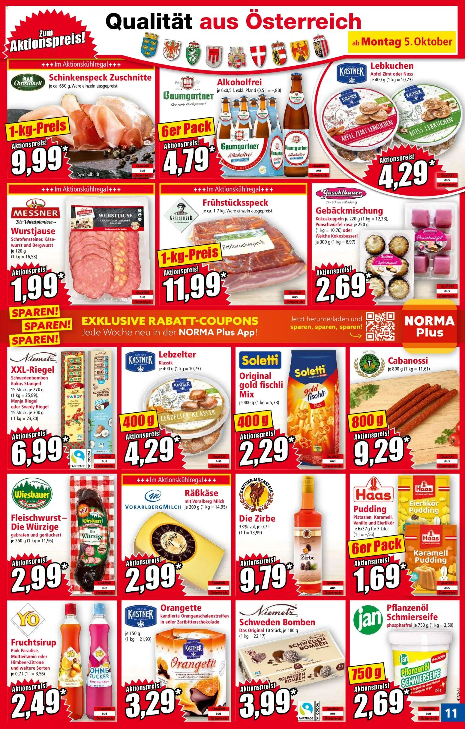 Norma Flugblatt gültig ab 05.10.2026 | Seite: 11 | Produkte: Zucker, Wurst, Milch, Multivitamin