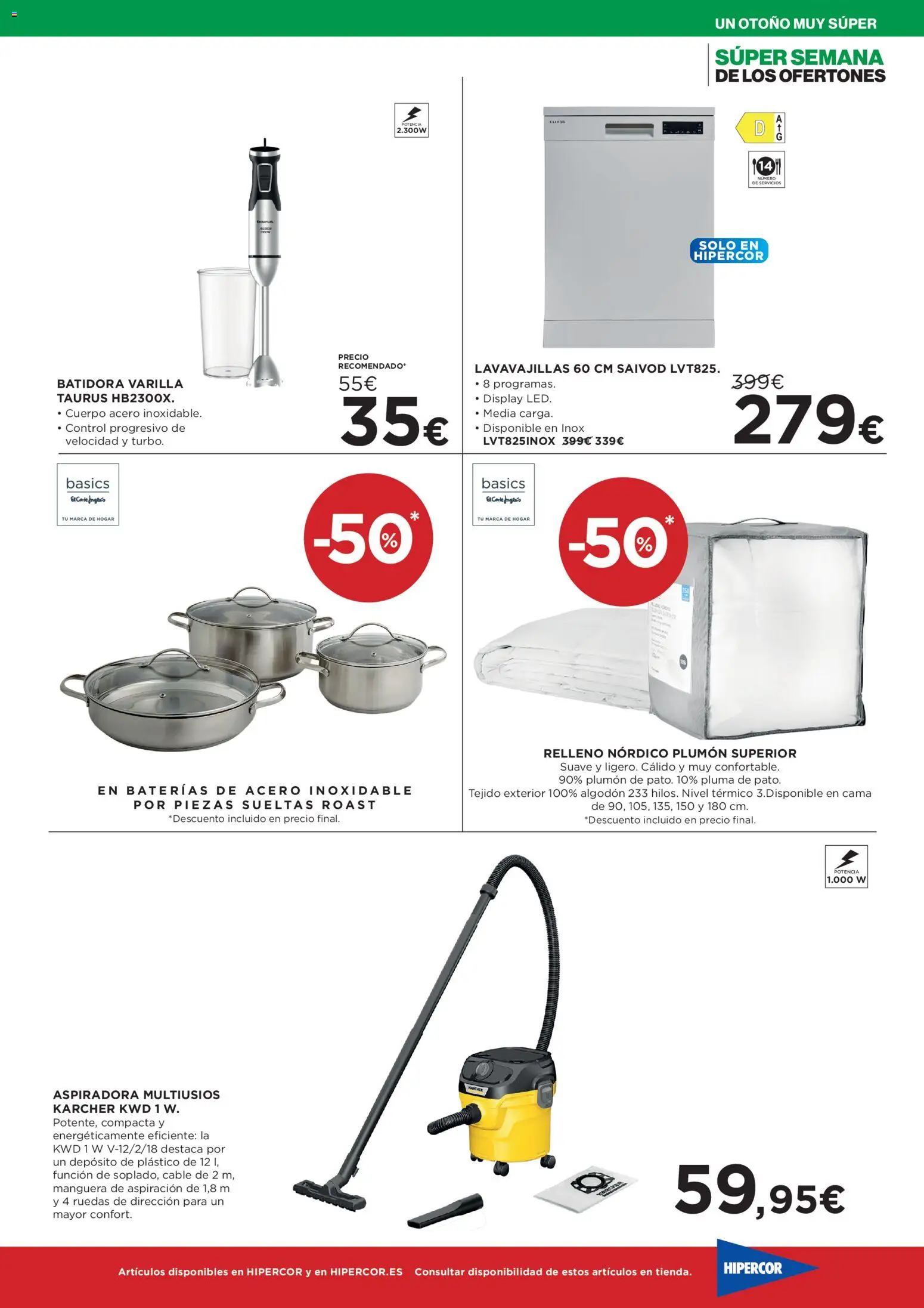 Hipercor - Semana de los Ofertones │ válido desde el 15/10/2026 | Página: 5 | Productos: Manguera, Cable, Lavavajillas, Algodón