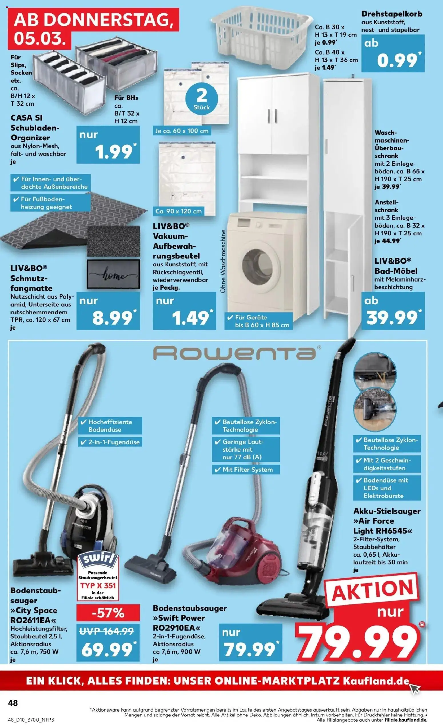 Kaufland Prospekt Leipzig	 – gültig ab 05.03.2026 | Seite: 48 | Produkte: Schrank, Waschmaschine, Schmutzfangmatte, Socken