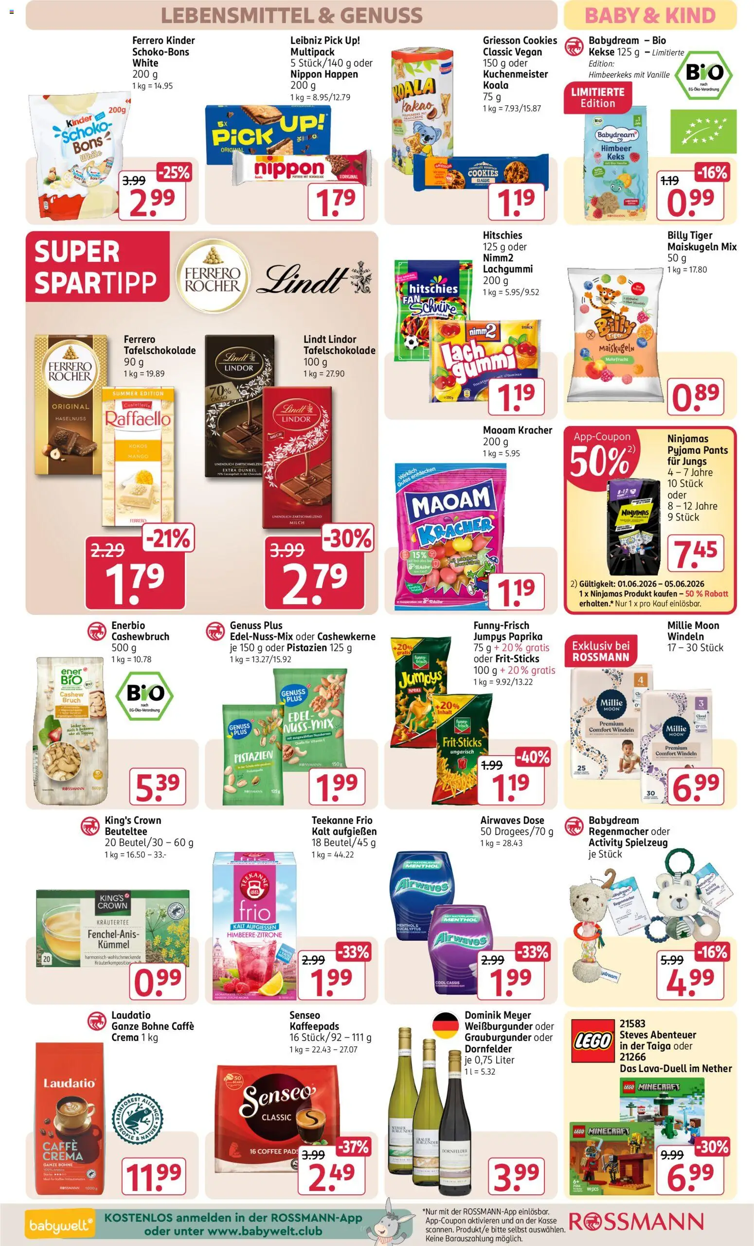 Rossmann Prospekt – gültig ab 01.06.2026 | Seite: 14 | Produkte: Raffaello, Milch, Pistazien, Lindt
