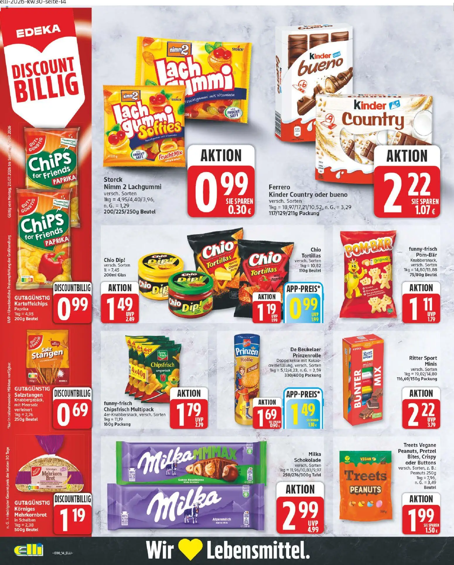 Elli Markt Prospekt Hövelhof – gültig ab 20.07.2026 | Seite: 14 | Produkte: Schokolade, Paprika, Salz, Kinder country