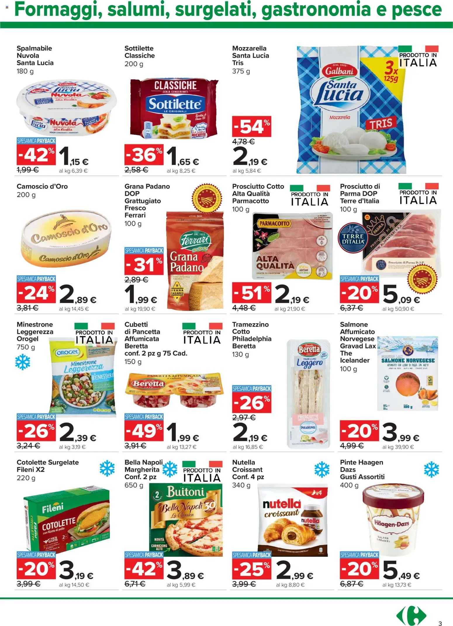Volantino Carrefour del 24/09/2026 | Pagina: 3 | Prodotti: Minestrone, Prosciutto Cotto, Pancetta, Ricotta
