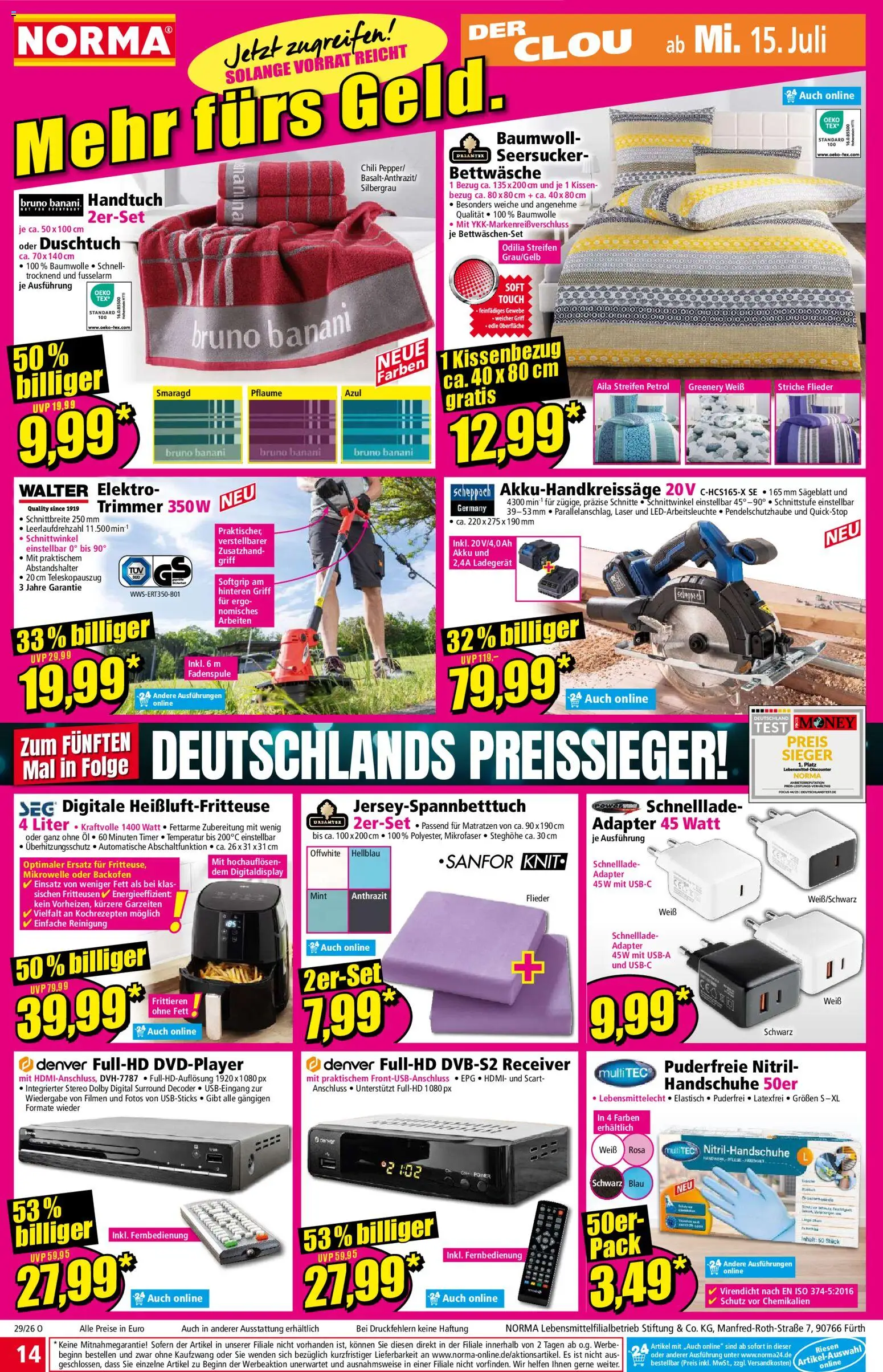 Norma Prospekt – gültig ab 13.07.2026 | Seite: 14 | Produkte: Mikrowelle, Öl, Bettwäsche, Backofen