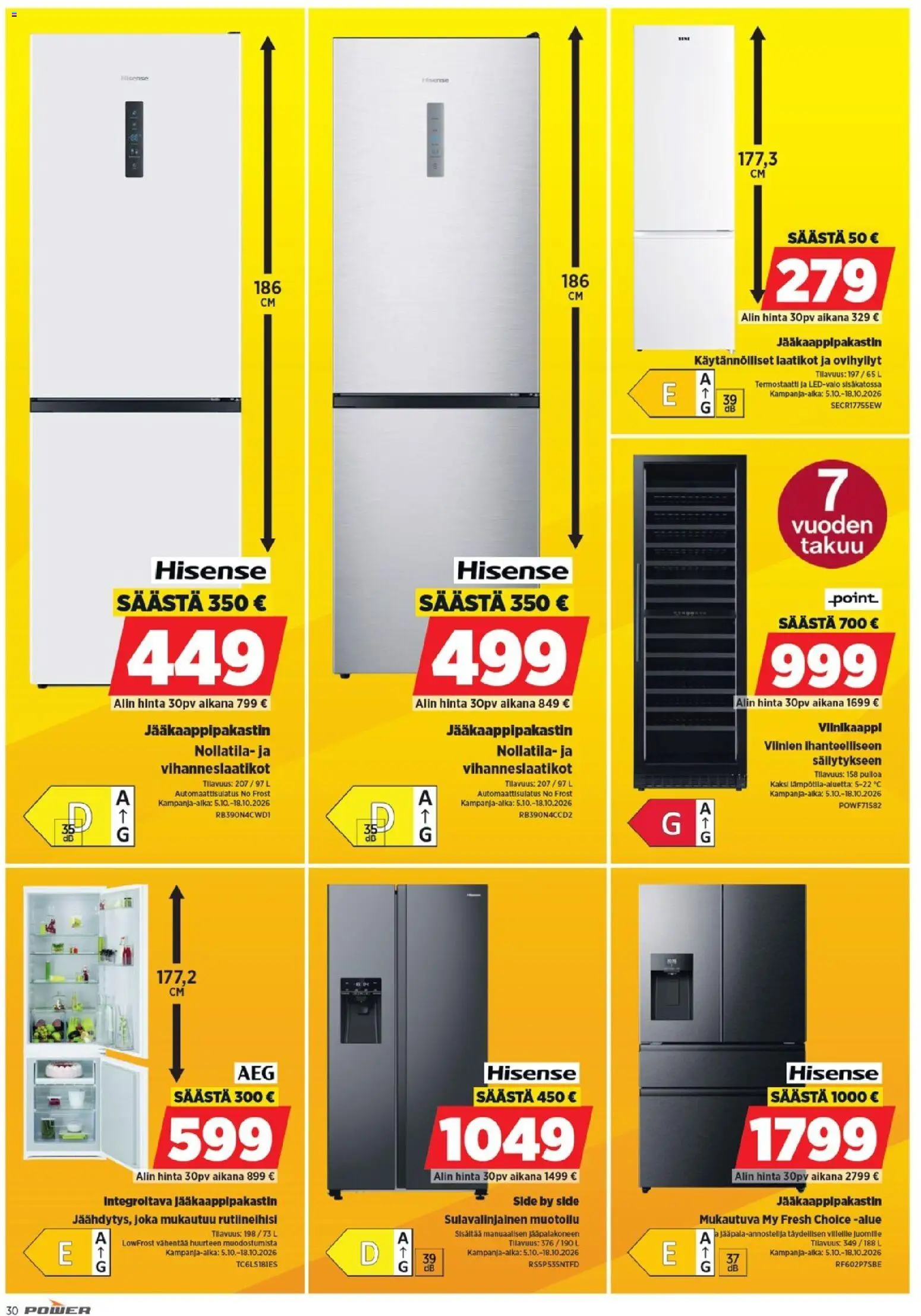 Power tarjoukset – voimassa 28/09/2026 alkaen | Sivu: 30 | Tuotteet: Jääkaappipakastin
