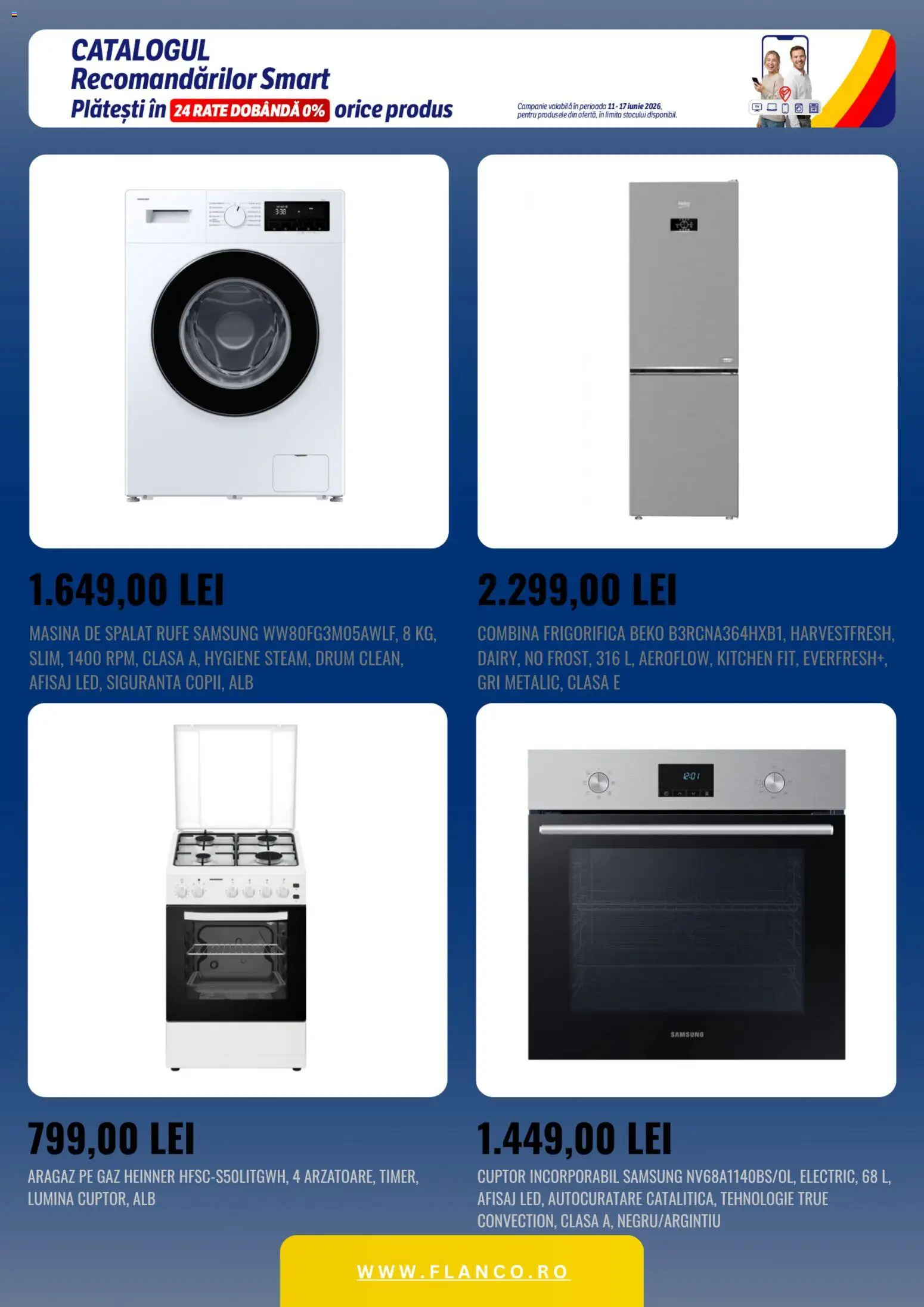 Noul catalog Flanco – valabil de la 11.06.2026 | Pagină: 2 | Produse: Tavuk suyu, Mașină De Spălat, Cuptor, Combină frigorifică