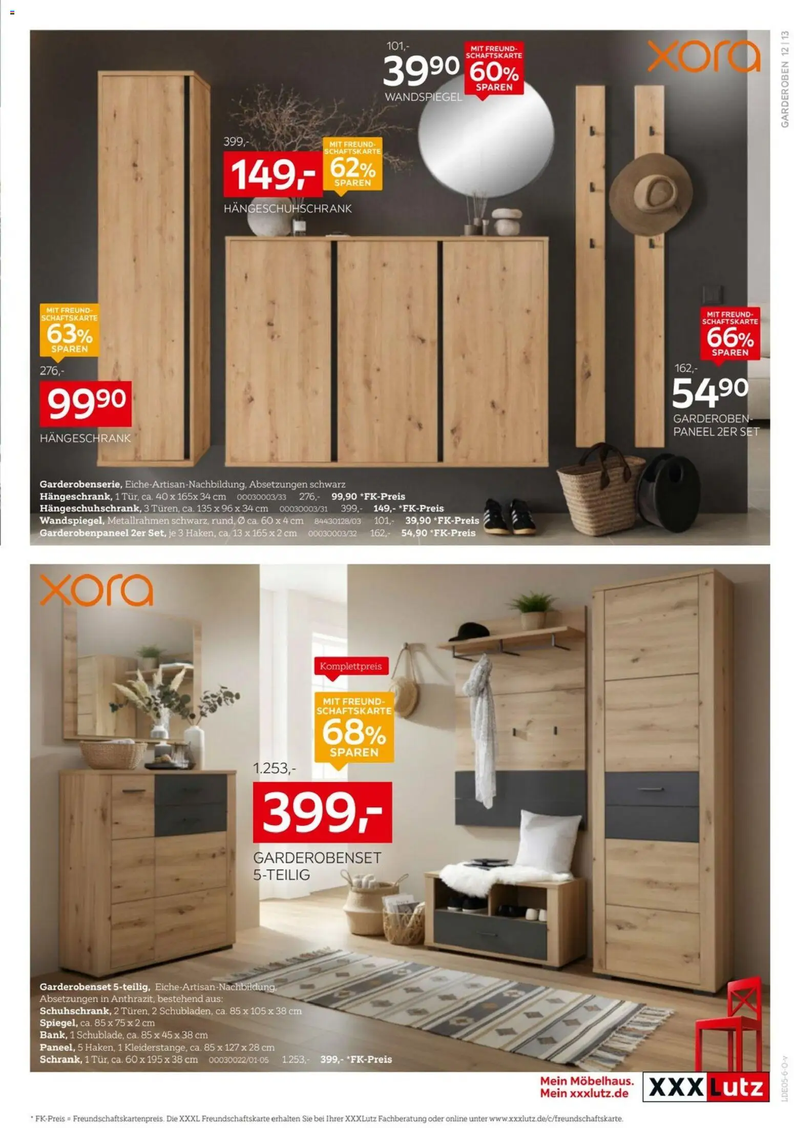 XXXLutz Aufbewahrung & Deko – gültig ab 16.05.2026 | Seite: 13 | Produkte: Wandspiegel, Garderobenset, Hängeschrank